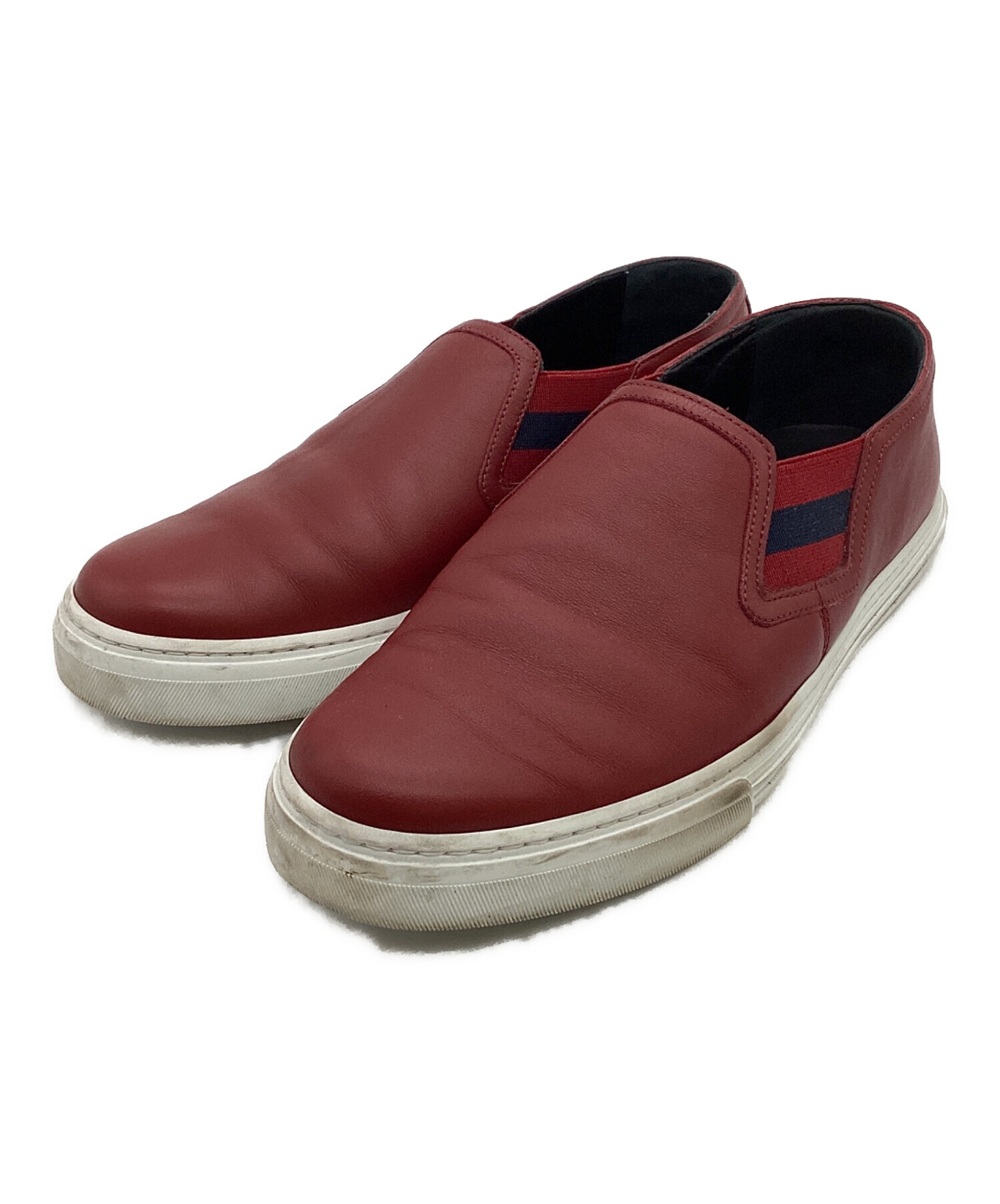 「サイトウ」GUCCI レザースリッポン 中古・古着通販】GUCCI (グッチ) スリッポン レッド サイズ:7 1/2