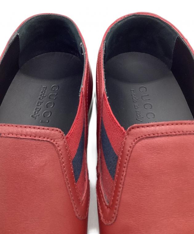中古・古着通販】GUCCI (グッチ) スリッポン レッド サイズ:7 1/2