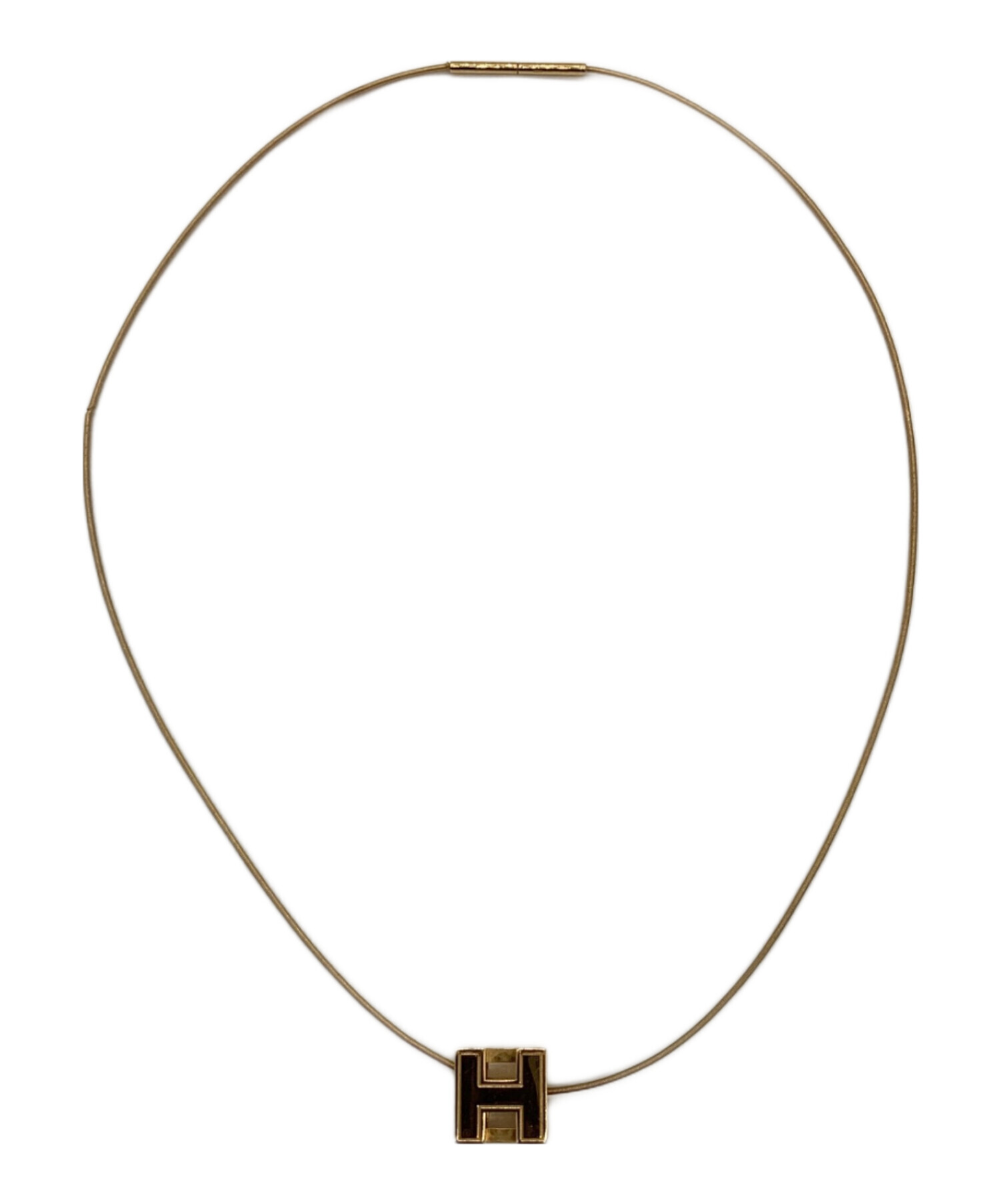 HERMES キューブネックレス ゴールド　ブラック 中古・古着通販】HERMES (エルメス) カージュドアッシュ H