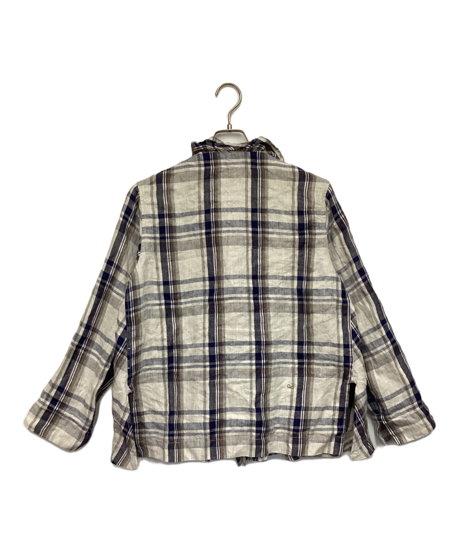 45R リネンカシュクールブラウス 45R☆インドリネンツイルジャカード