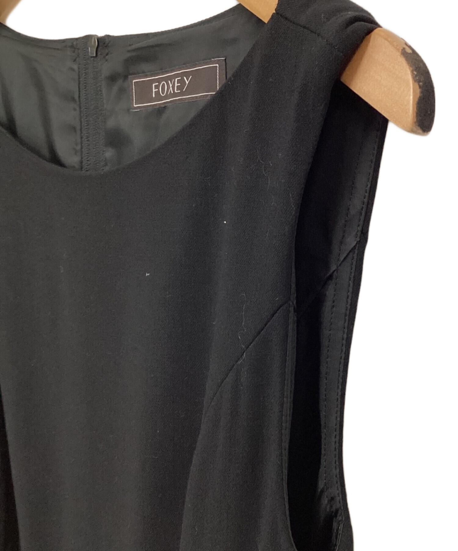 中古・古着通販】FOXEY (フォクシー) ノースリーブワンピース ブラック