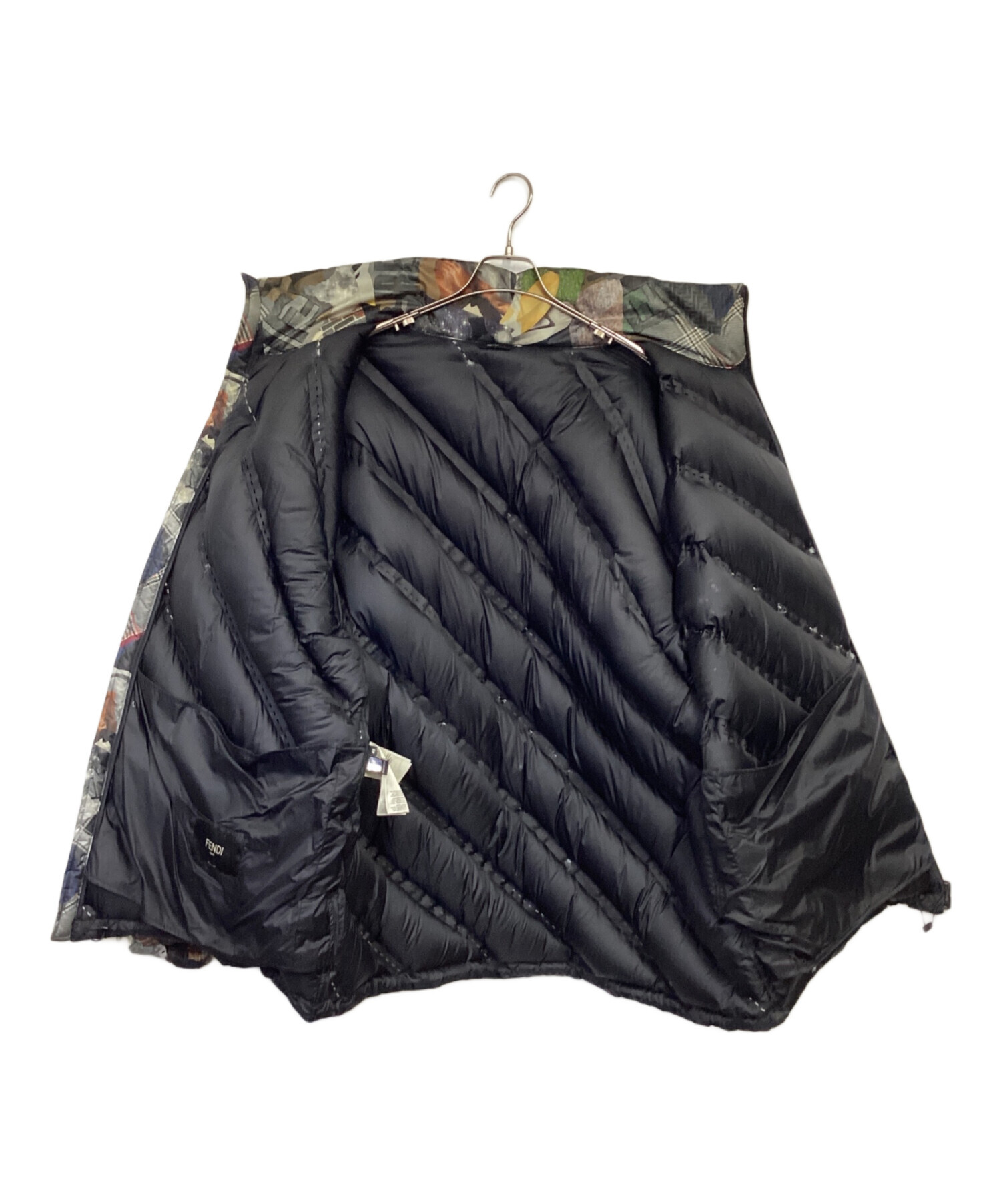 期間限定値引き【正規品】FENDI サテン フランネルストライプジャケット 中古・古着通販】FENDI (フェンディ) フェイクニュース ジップパファー