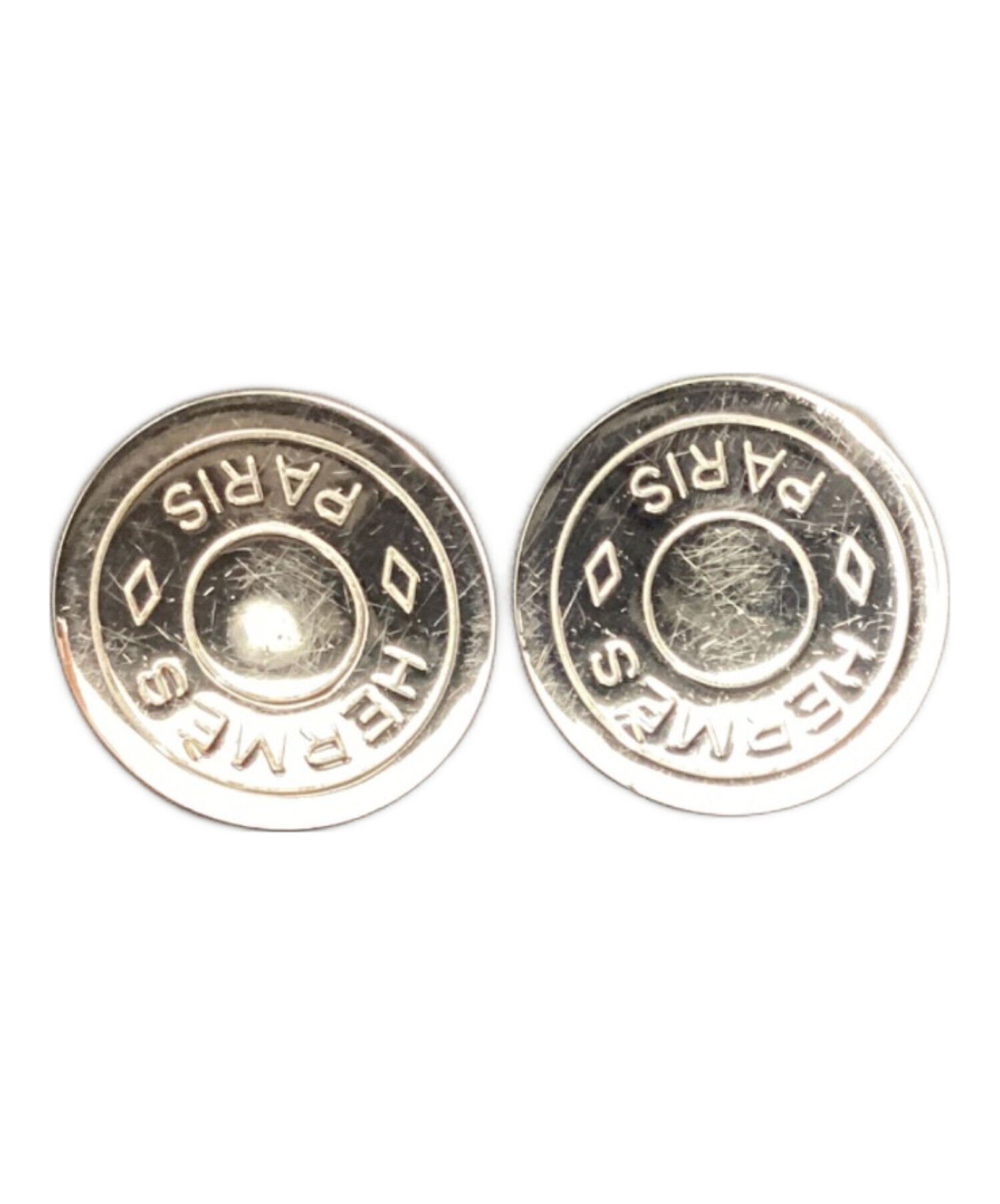 良品 オールド エルメス HERMES セリエ イヤリング ラウンド シルバー