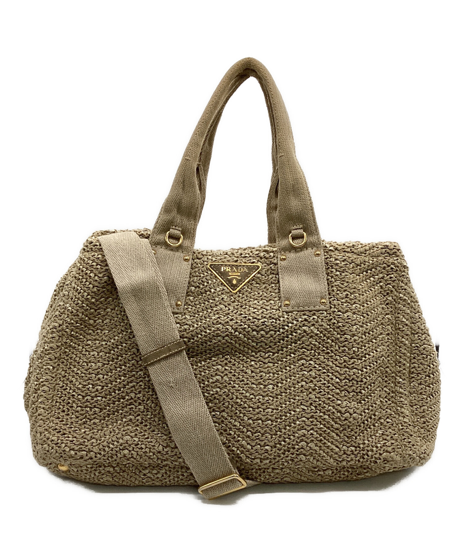 中古・古着通販】PRADA (プラダ) 2WAYカゴバッグ ベージュ｜ブランド