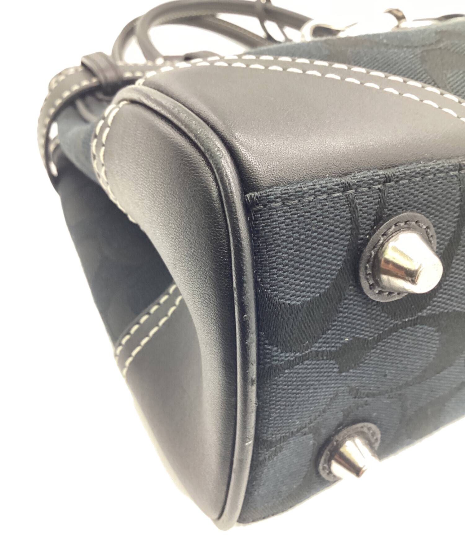 中古・古着通販】COACH (コーチ) シグネチャー ハンドバッグ ブラック