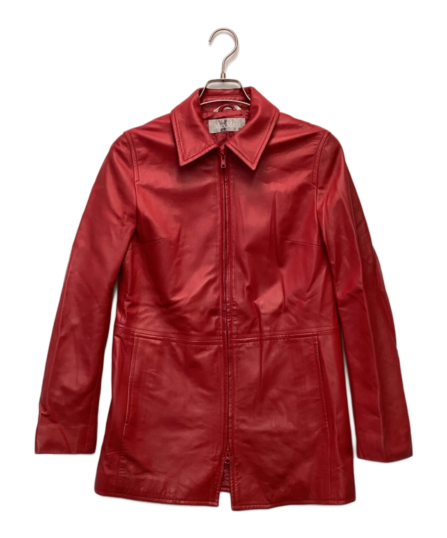 MaxMara 革ジャケット　定価約16万円 中古・古着通販】MaxMara (マックスマーラ) レザージャケット レッド