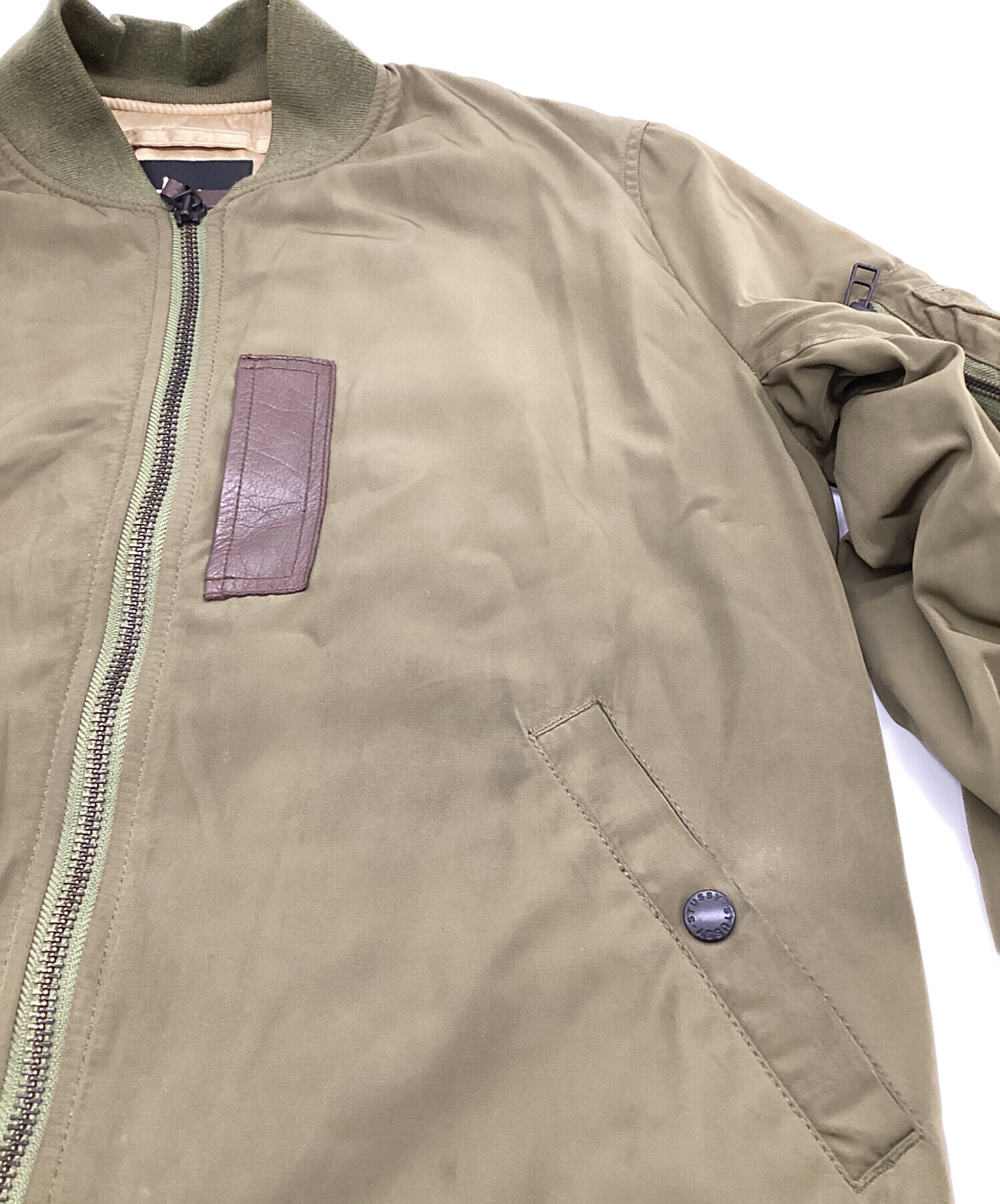 中古・古着通販】stussy (ステューシー) MA-1ジャケット カーキ サイズ 