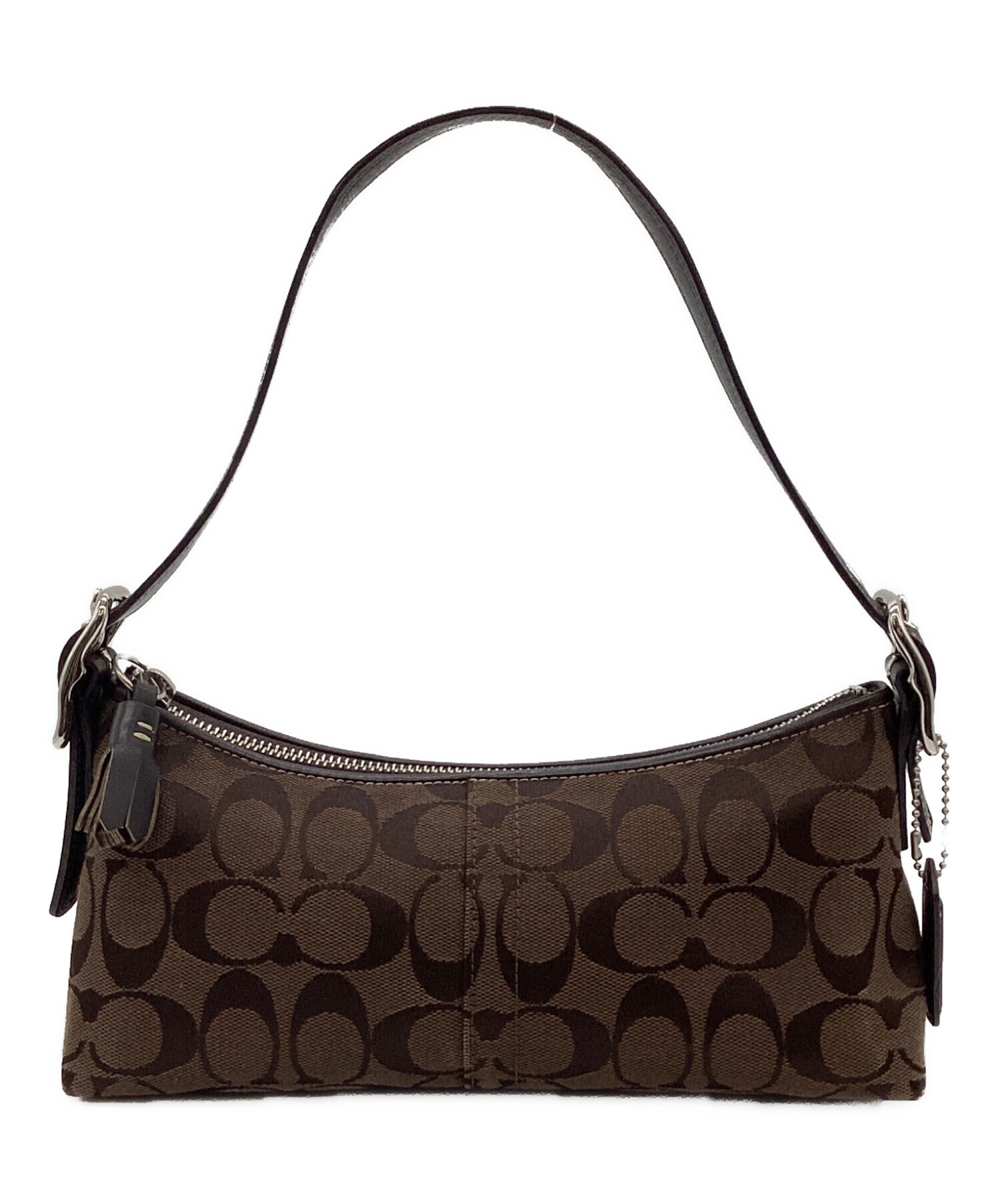 美品 COACH ワンショルダーバッグ ブラウン シグネチャー柄 中古・古着通販】COACH (コーチ) シグネチャー ワンショルダーバッグ
