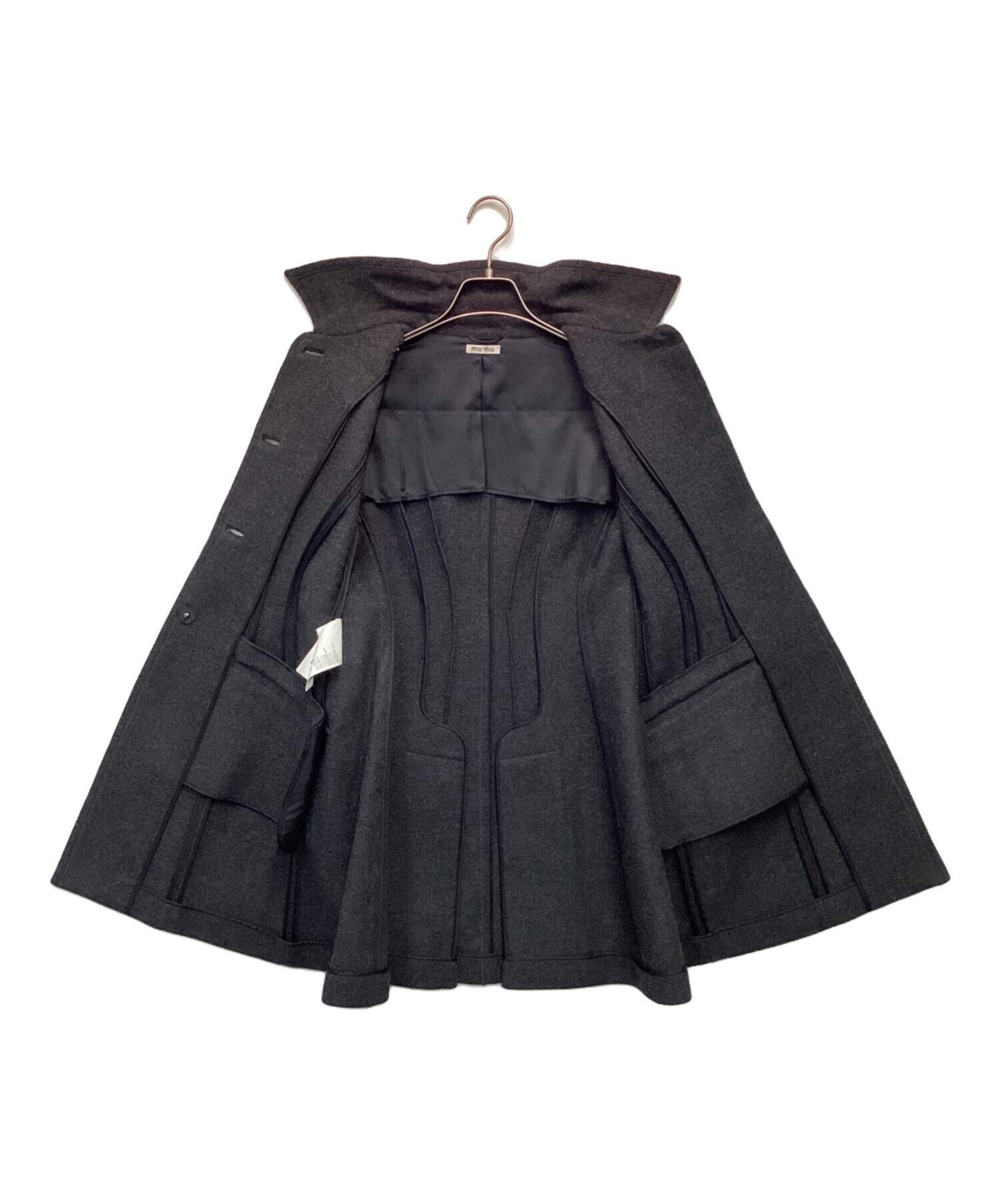 中古・古着通販】MIU MIU (ミュウミュウ) ウールコート グレー サイズ
