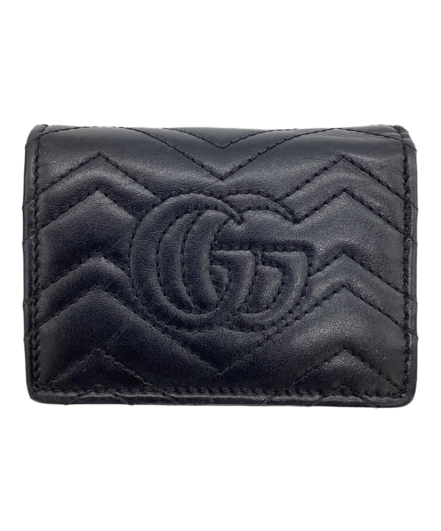 中古・古着通販】GUCCI (グッチ) GGマーモント 2つ折り財布 ブラック 