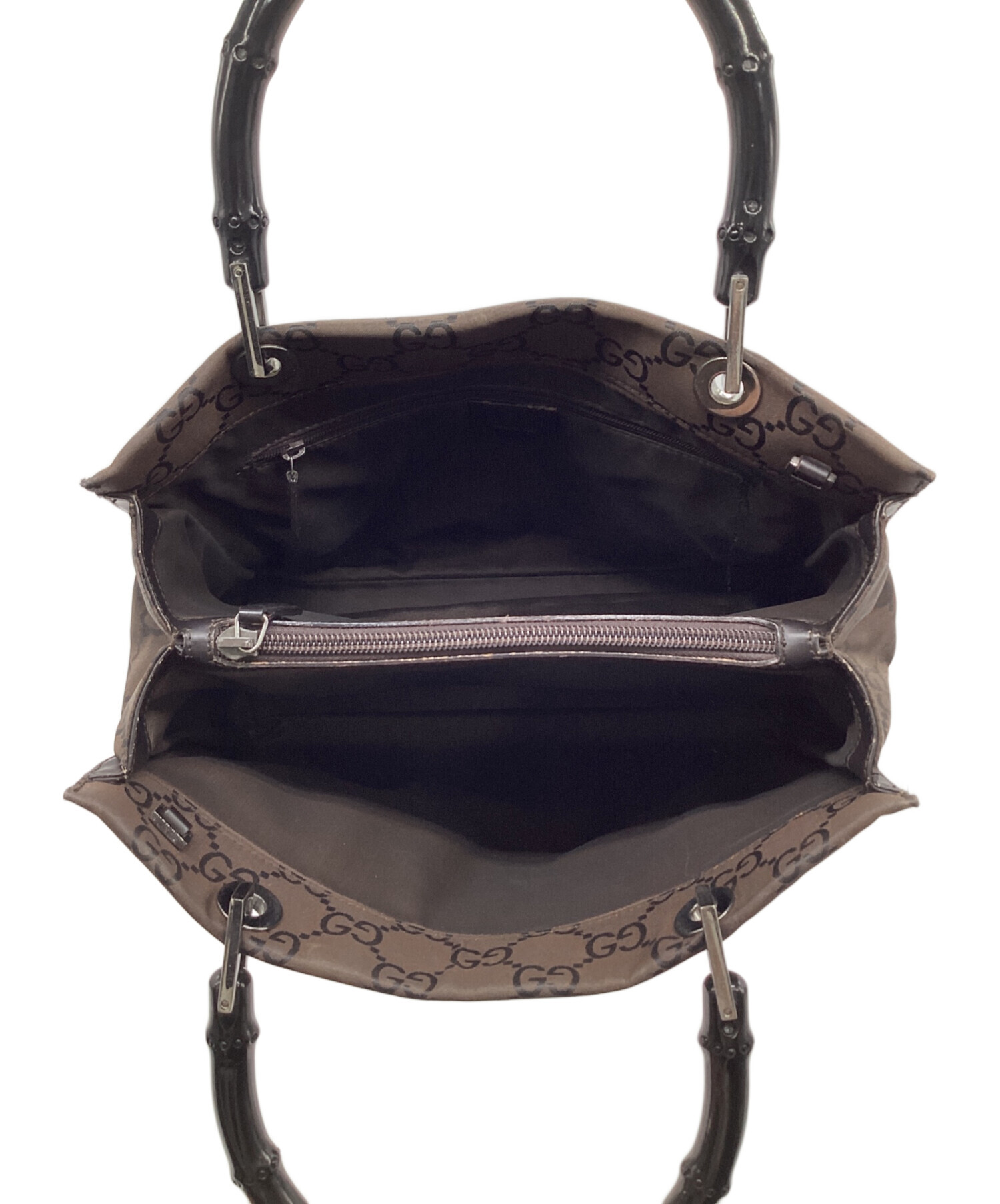 中古・古着通販】GUCCI (グッチ) バンブーハンドバッグ ブラウン 