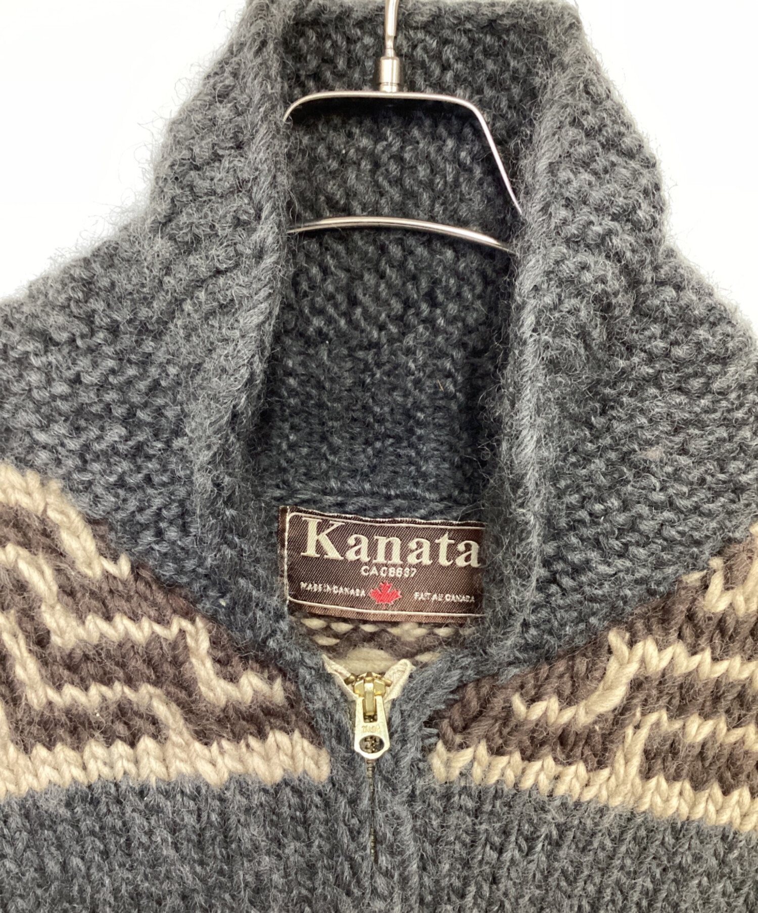 中古・古着通販】KANATA (カナタ) カウチン ジップカーディガン グレー