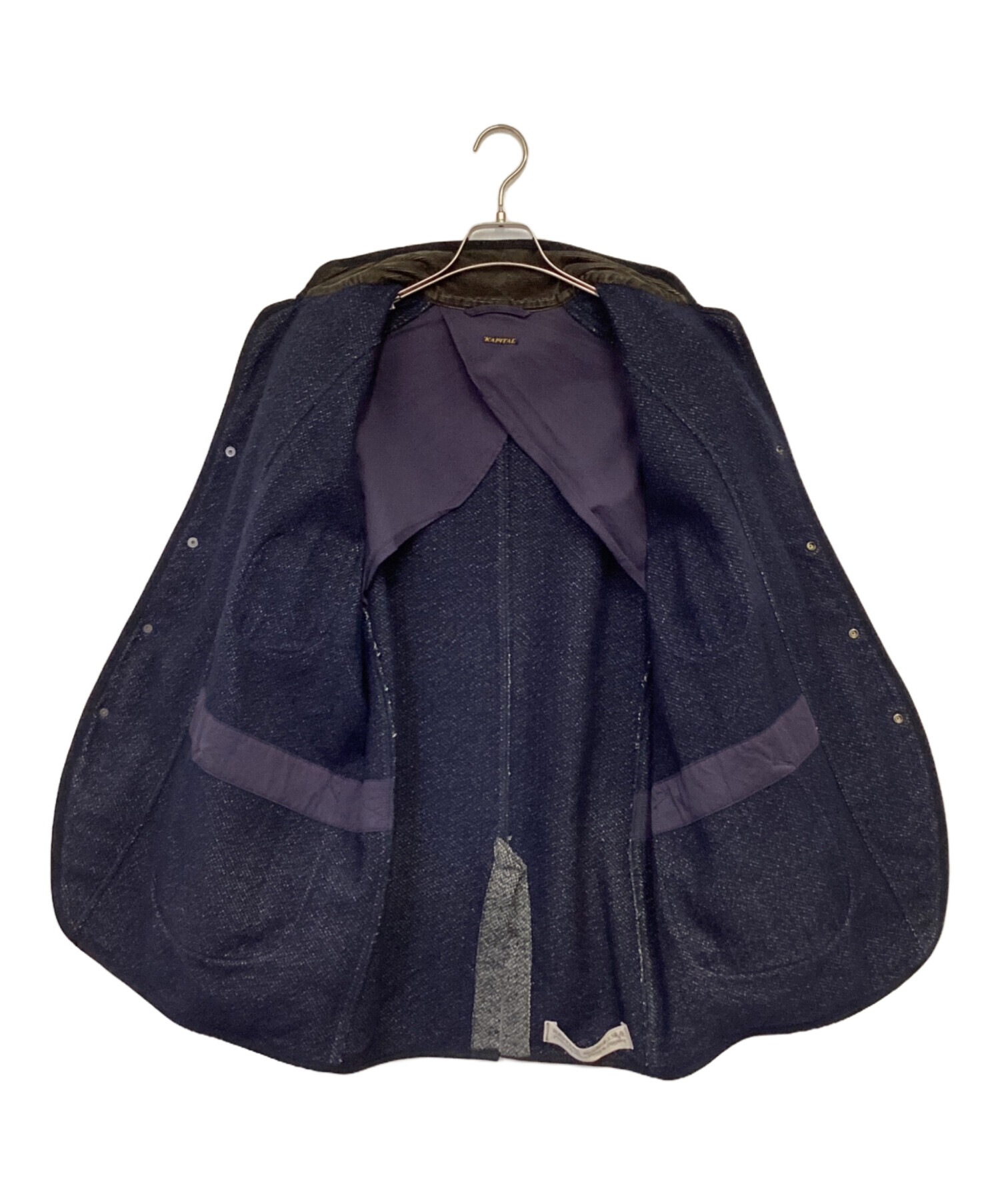 美品KAPITAL 中古美品☆KAPITAL オシャレなコート☆ネイビー ウール