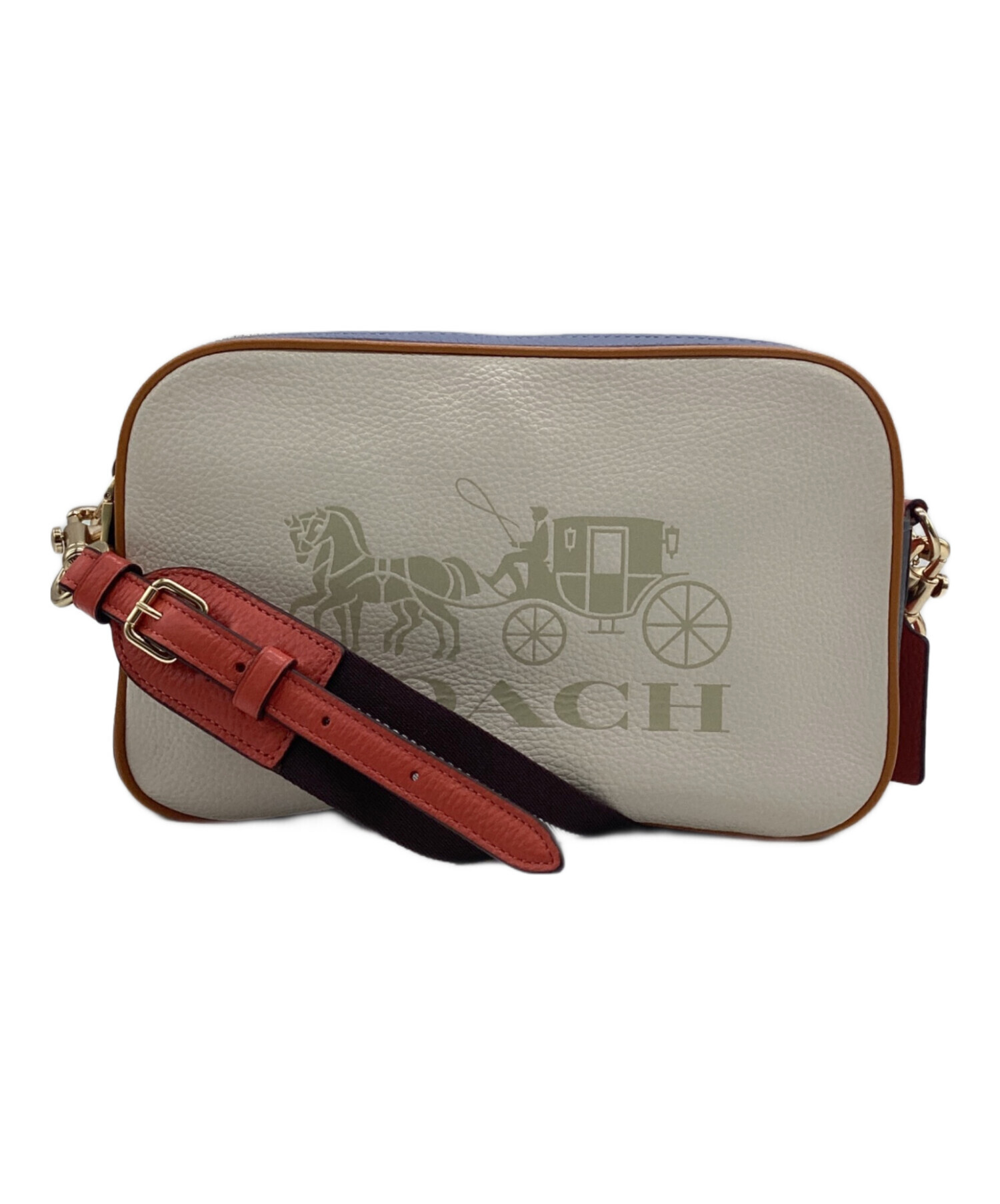 中古・古着通販】COACH (コーチ) ショルダーバッグ アイボリー×ブルー 