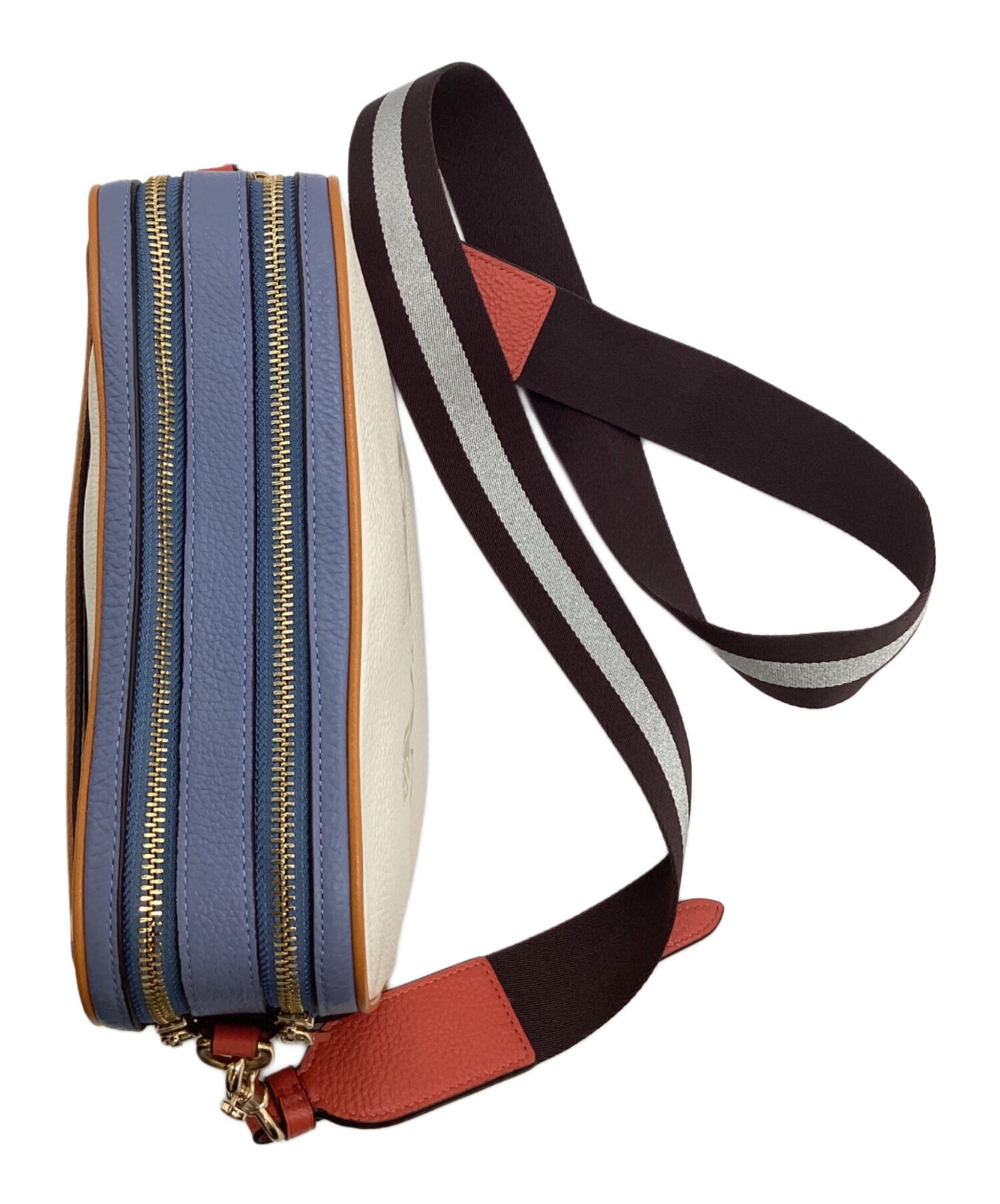 中古・古着通販】COACH (コーチ) ショルダーバッグ アイボリー×ブルー 