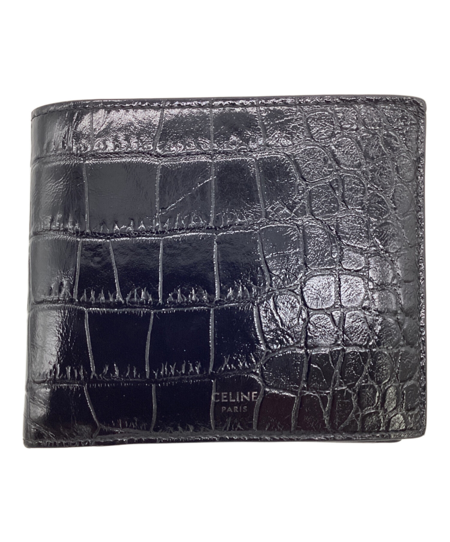 中古・古着通販】CELINE (セリーヌ) クロコダイル型押し 2つ折り財布