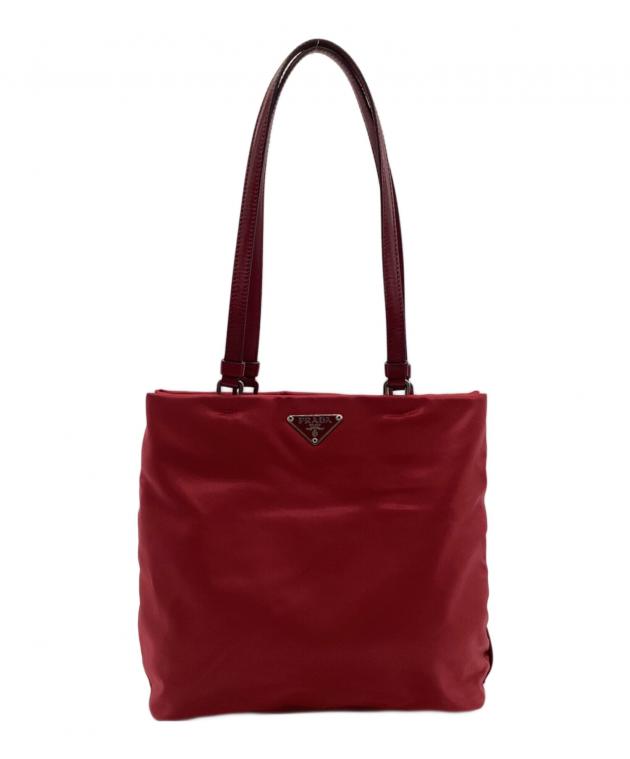 PRADA 赤 ナイロン ハンドバッグ 中古・古着通販】PRADA (プラダ) ナイロンハンドバッグ レッド