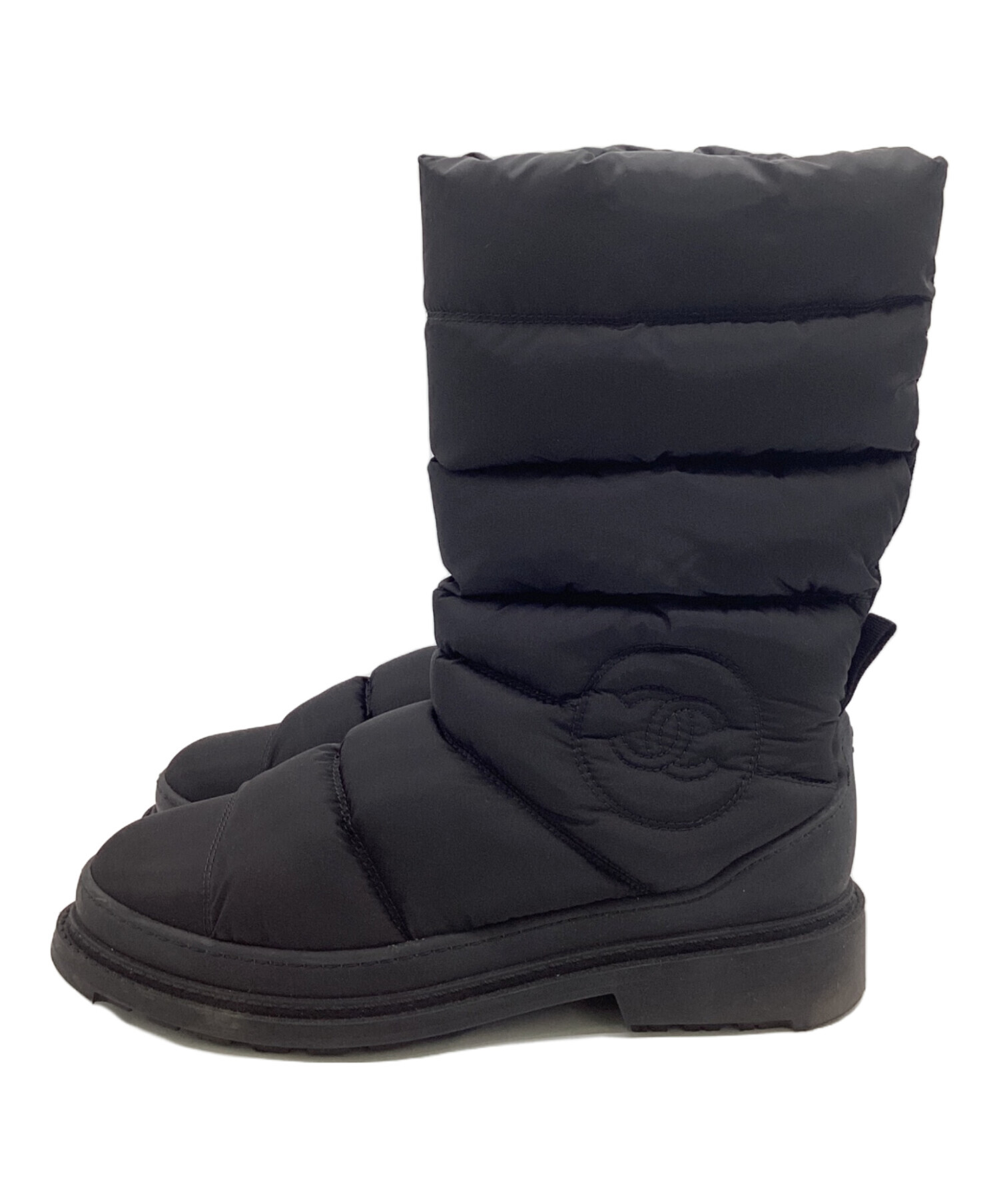 シャネル　スノーブーツ　37 CHANEL シャネル ブーツ シアリング ナイロン ココマーク ボア スノー