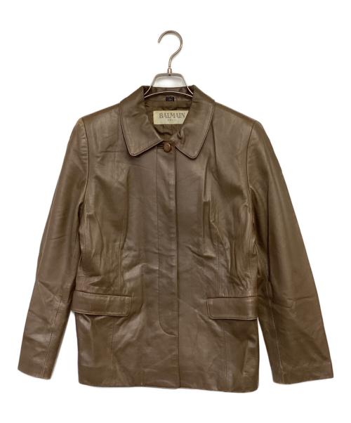中古・古着通販】BALMAIN (バルマン) ラムレザージャケット ブラウン