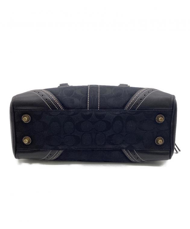 【中古ブランドバッグ】COACH  ハンドバッグ シグネチャー柄 中古・古着通販】COACH (コーチ) シグネチャー ハンドバッグ ブラック