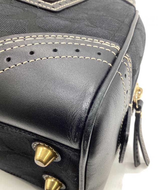 未使用級　コーチ　T4 キャンバス　シグネチャー　レザー　肩掛け　ハンドバッグ 中古・古着通販】COACH (コーチ) シグネチャー ハンドバッグ ブラック