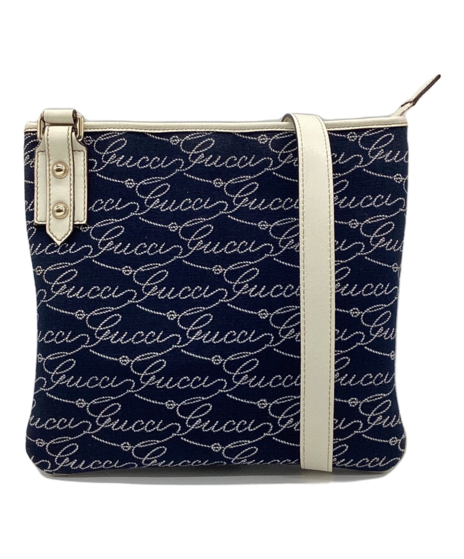GUCCIショルダーバック 中古・古着通販】GUCCI (グッチ) ショルダーバッグ ネイビー×ホワイト