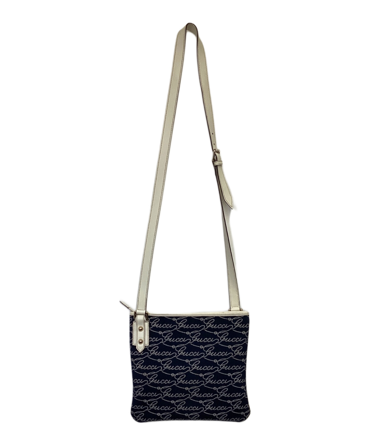 GUCCIショルダーバック 中古・古着通販】GUCCI (グッチ) ショルダーバッグ ネイビー×ホワイト