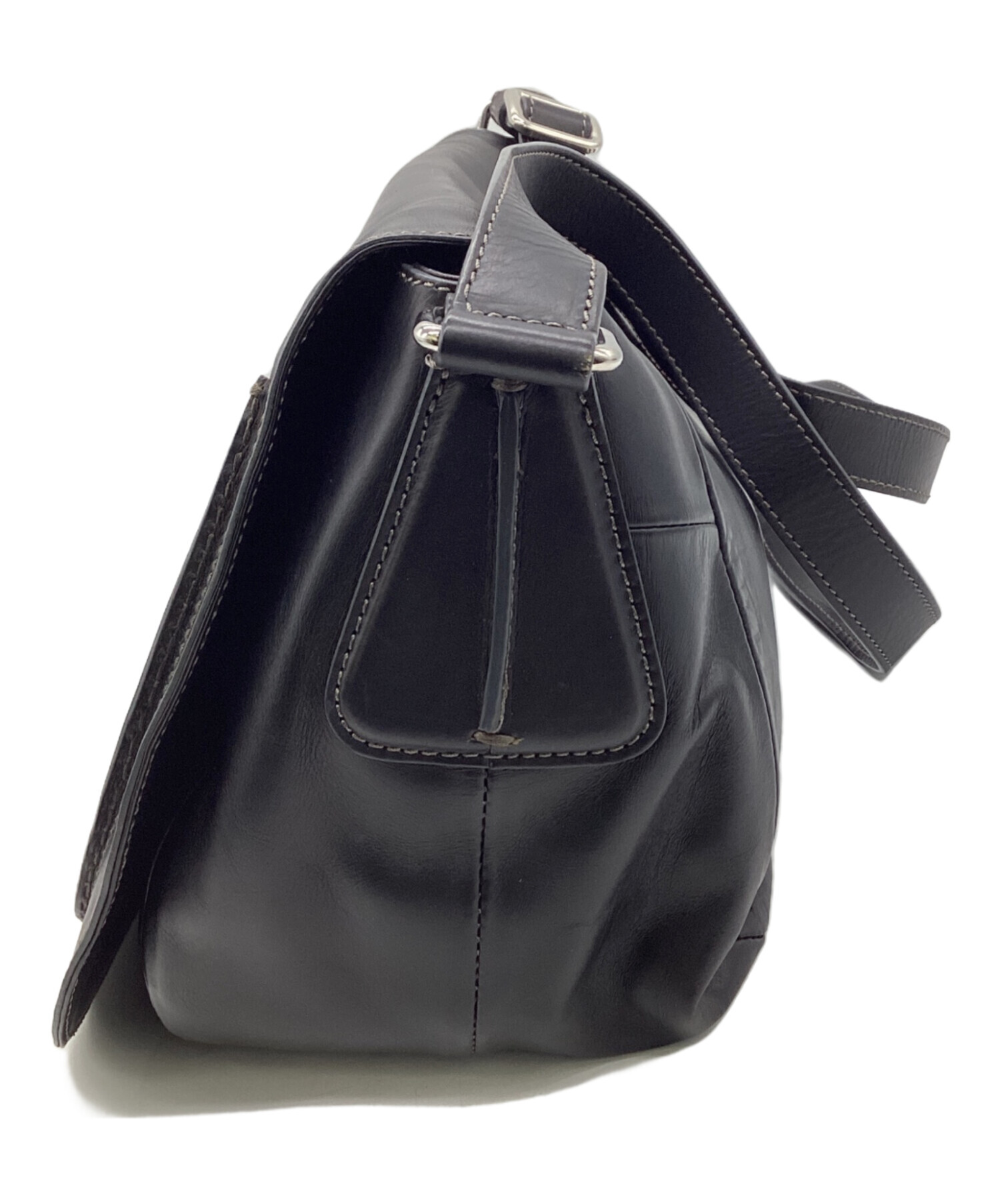 中古・古着通販】HIROFU (ヒロフ) レザーショルダーバッグ ブラック