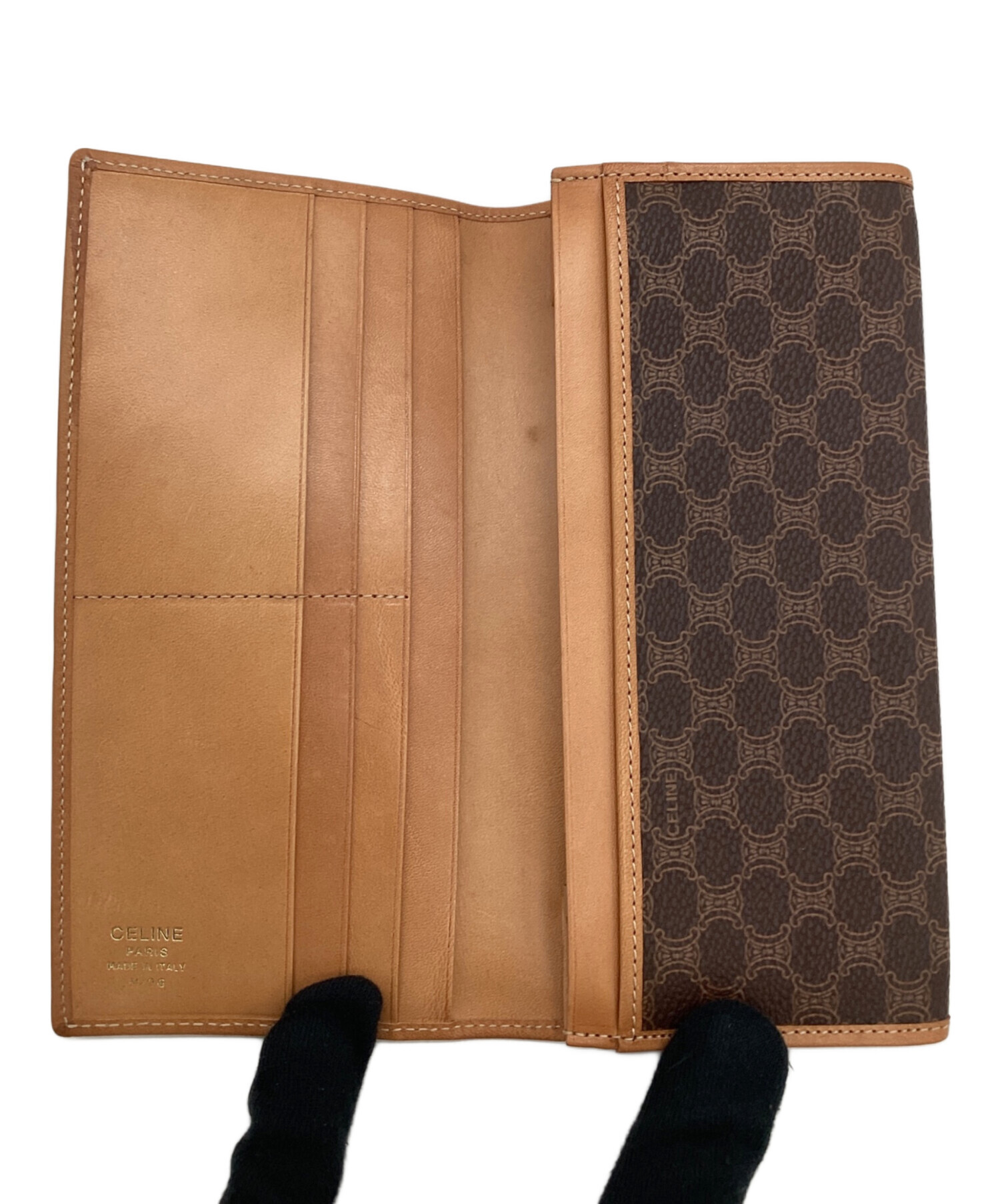 中古・古着通販】CELINE (セリーヌ) マカダム 長財布 ブラウン