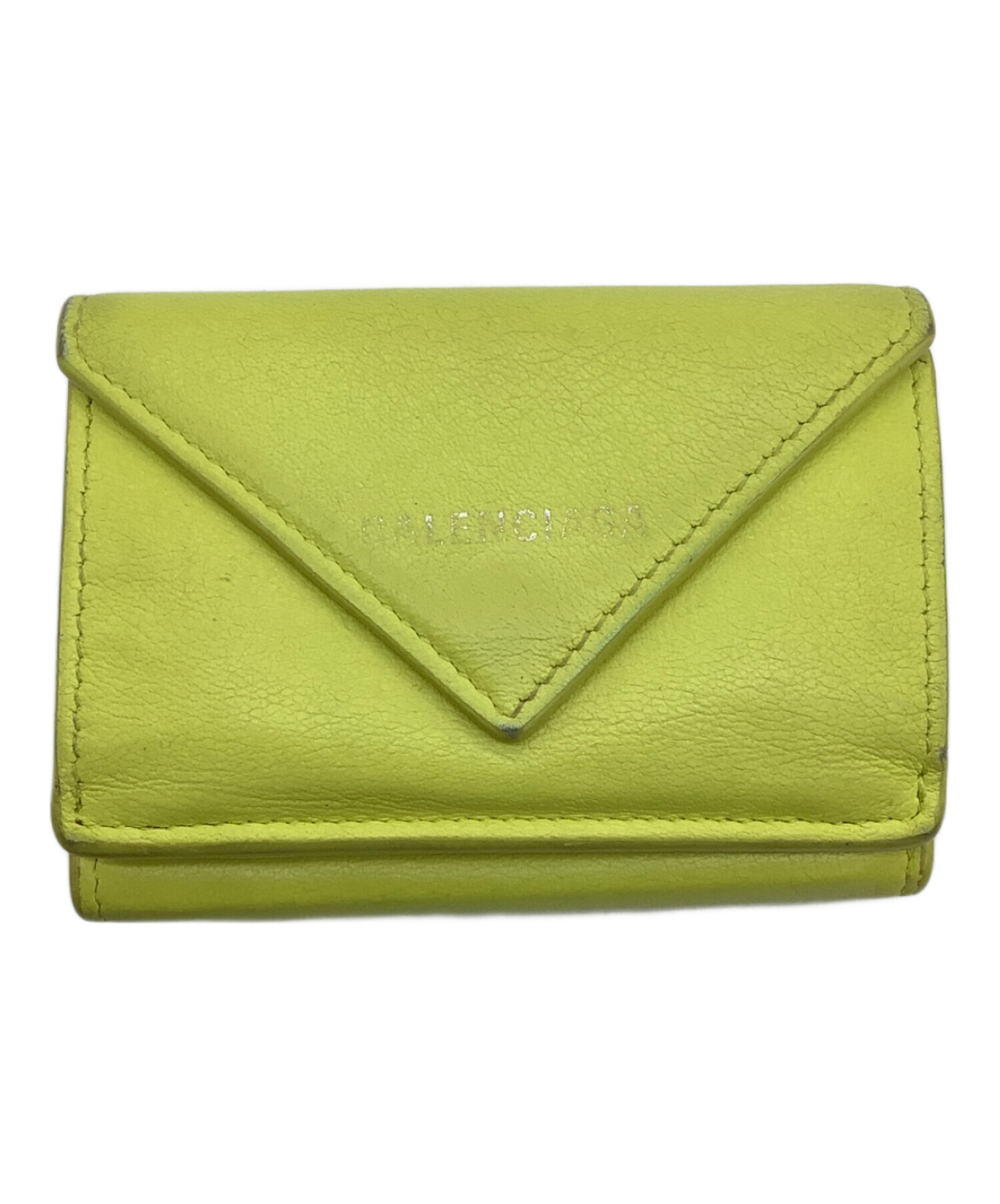 BALENCIAGA ペーパーウォレット　イエロー 三つ折り財布　ミニ財布 中古・古着通販】BALENCIAGA (バレンシアガ) ペーパーミニウォレット 3