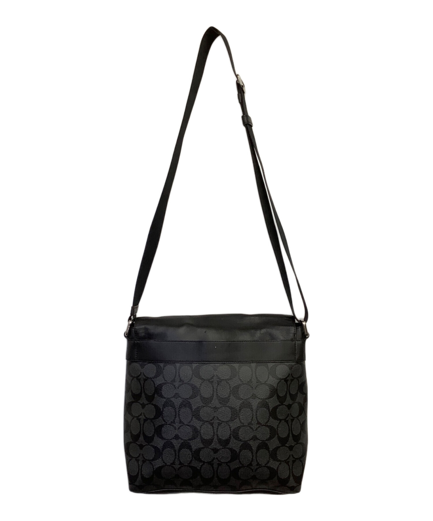 coach シグネチャ ブラックレザー メッセンジャー バッグ 中古・古着通販】COACH (コーチ) チャールズ シグネチャー