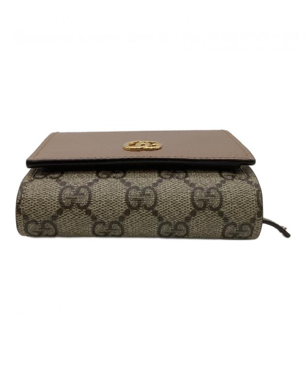 中古・古着通販】GUCCI (グッチ) GGスプリーム 2つ折り財布 ベージュ