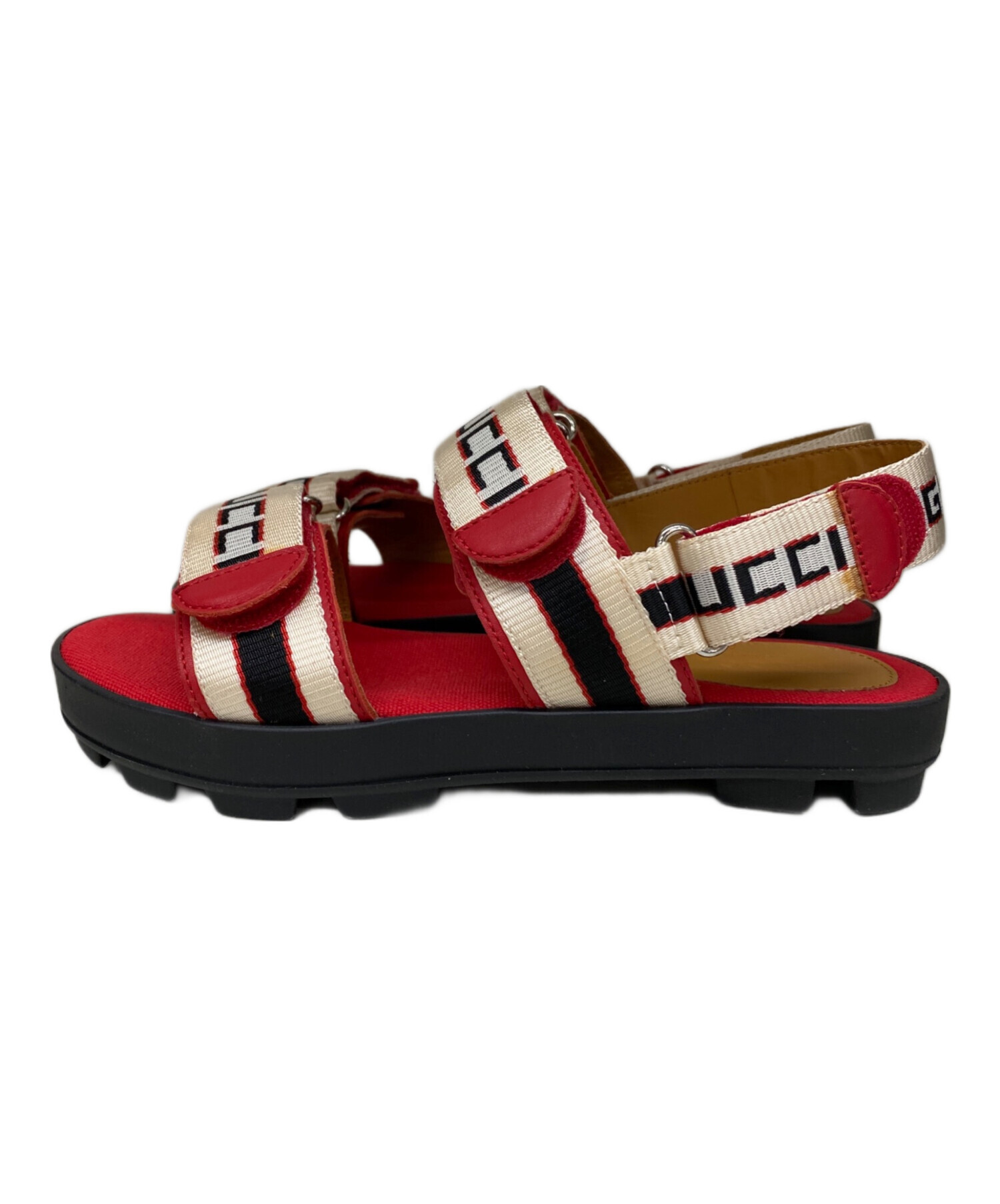 中古・古着通販】GUCCI (グッチ) サンダル レッド×ブラック サイズ:35 