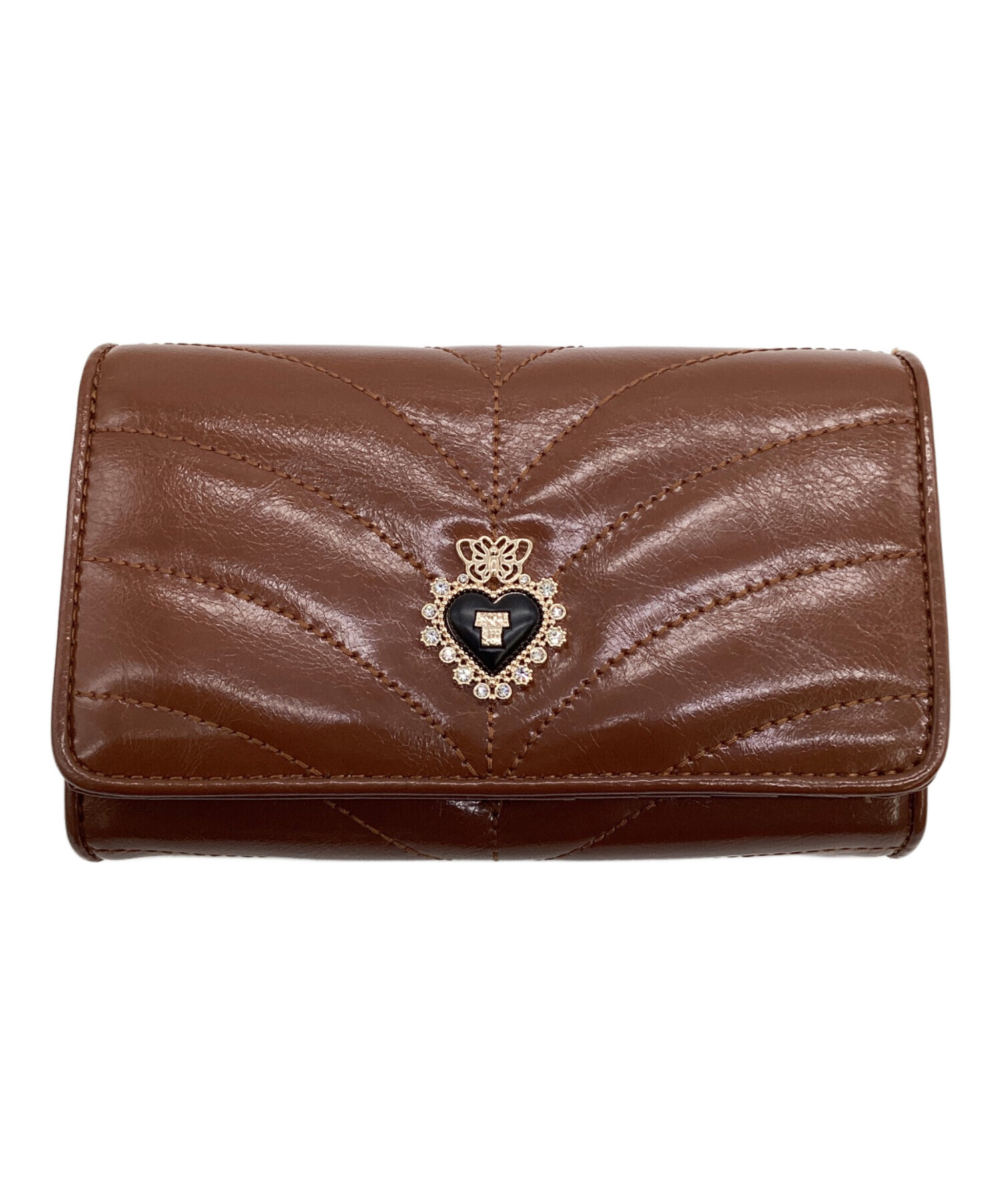 中古・古着通販】ANNA SUI (アナスイ) ポワロ 2つ折り財布 ブラウン