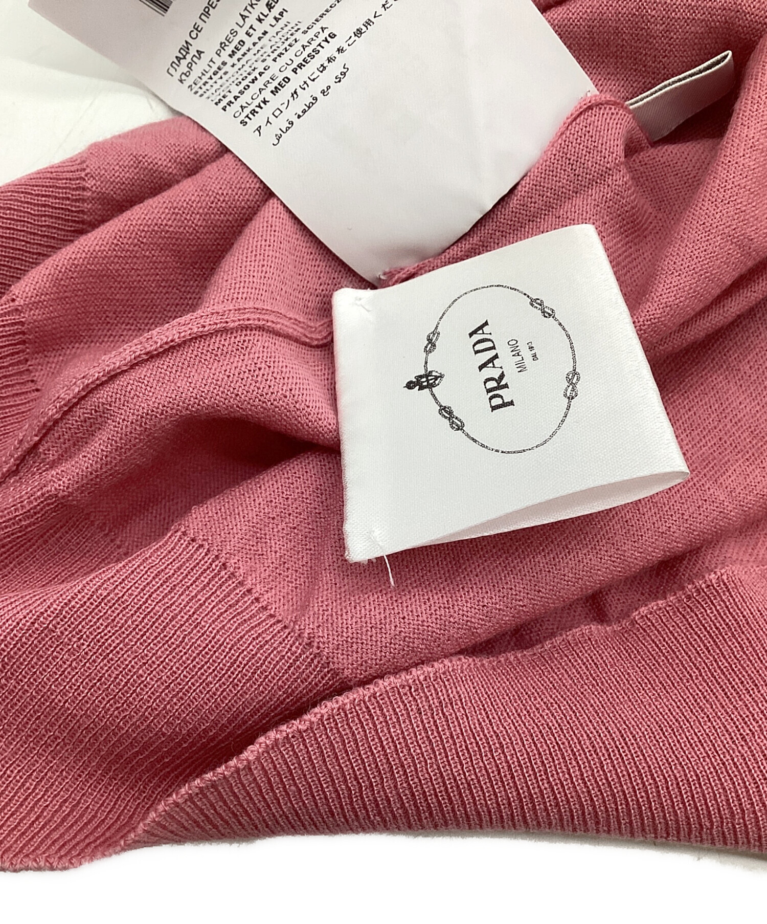 中古・古着通販】PRADA (プラダ) ウール 半袖ニット ピンク サイズ:38
