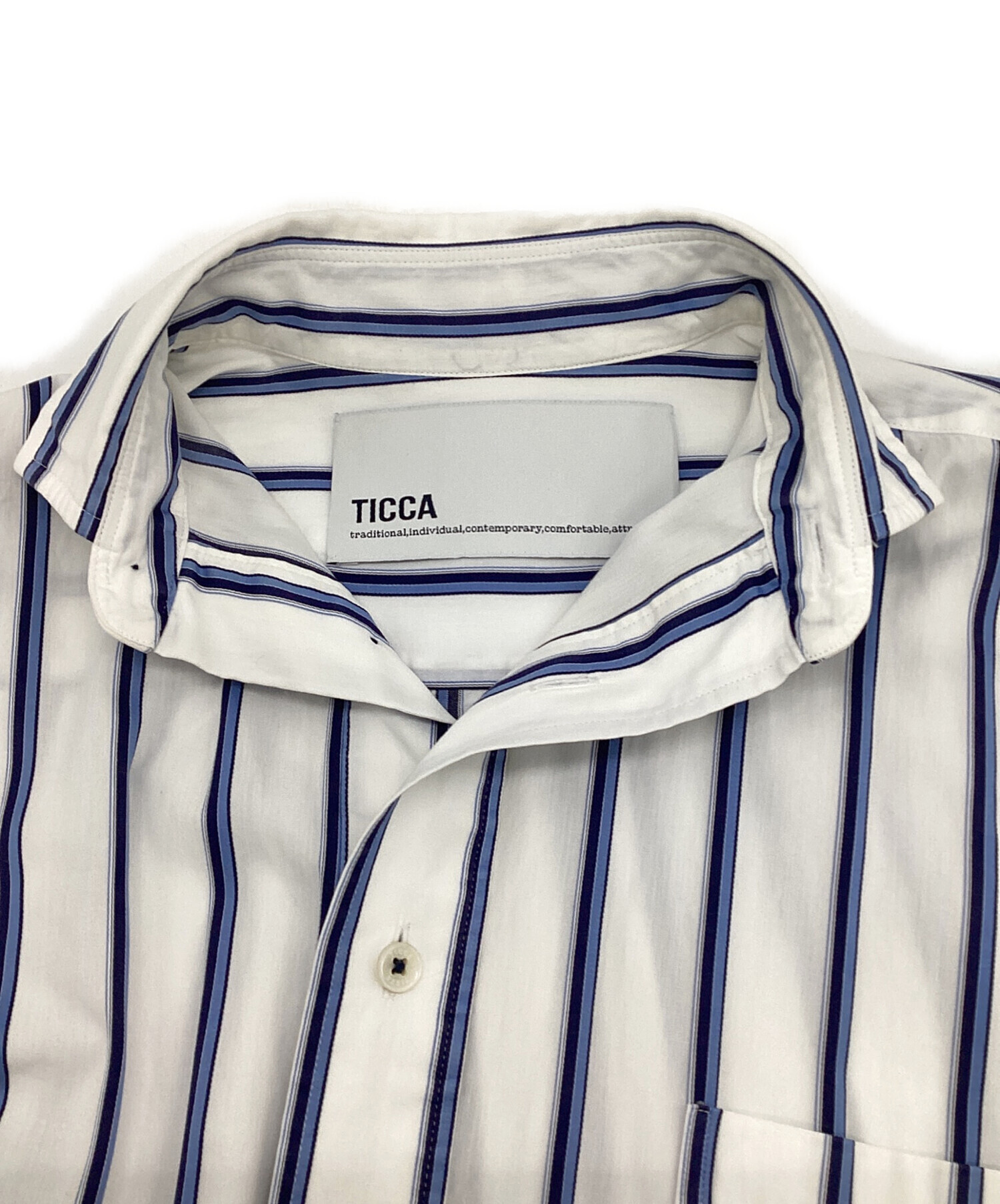 中古・古着通販】ticca (ティッカ) ストライプ スクエアビッグ ロング