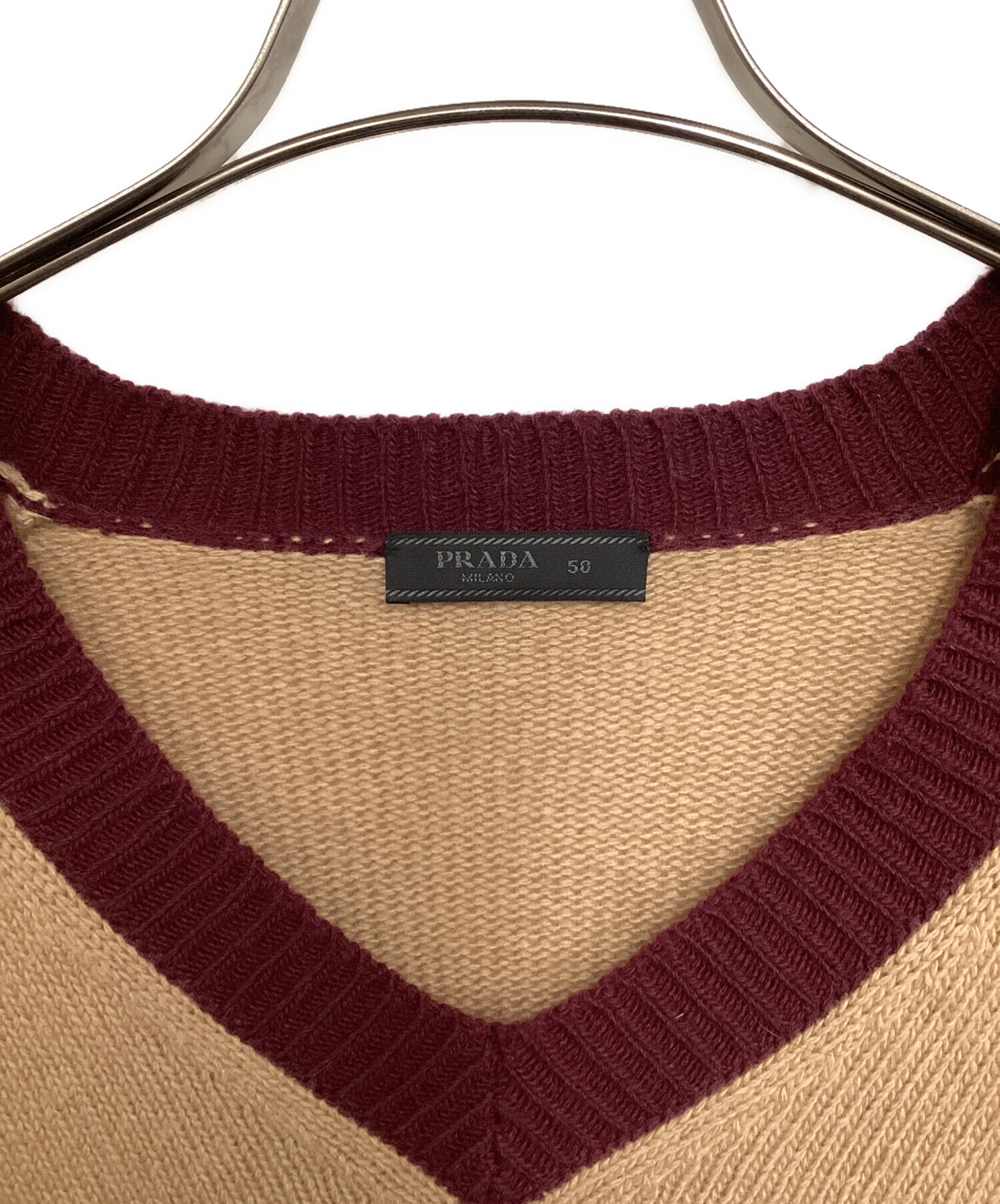中古・古着通販】PRADA (プラダ) 薄手ニット ベージュ サイズ:50