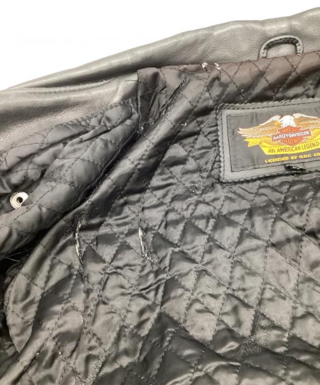 Harley-Davidson ダブルライダースジャケット ブラック　Ｌ　韓国製 HARLEY DAVIDSON◇ダブルライダースジャケット/L/レザー/BLK