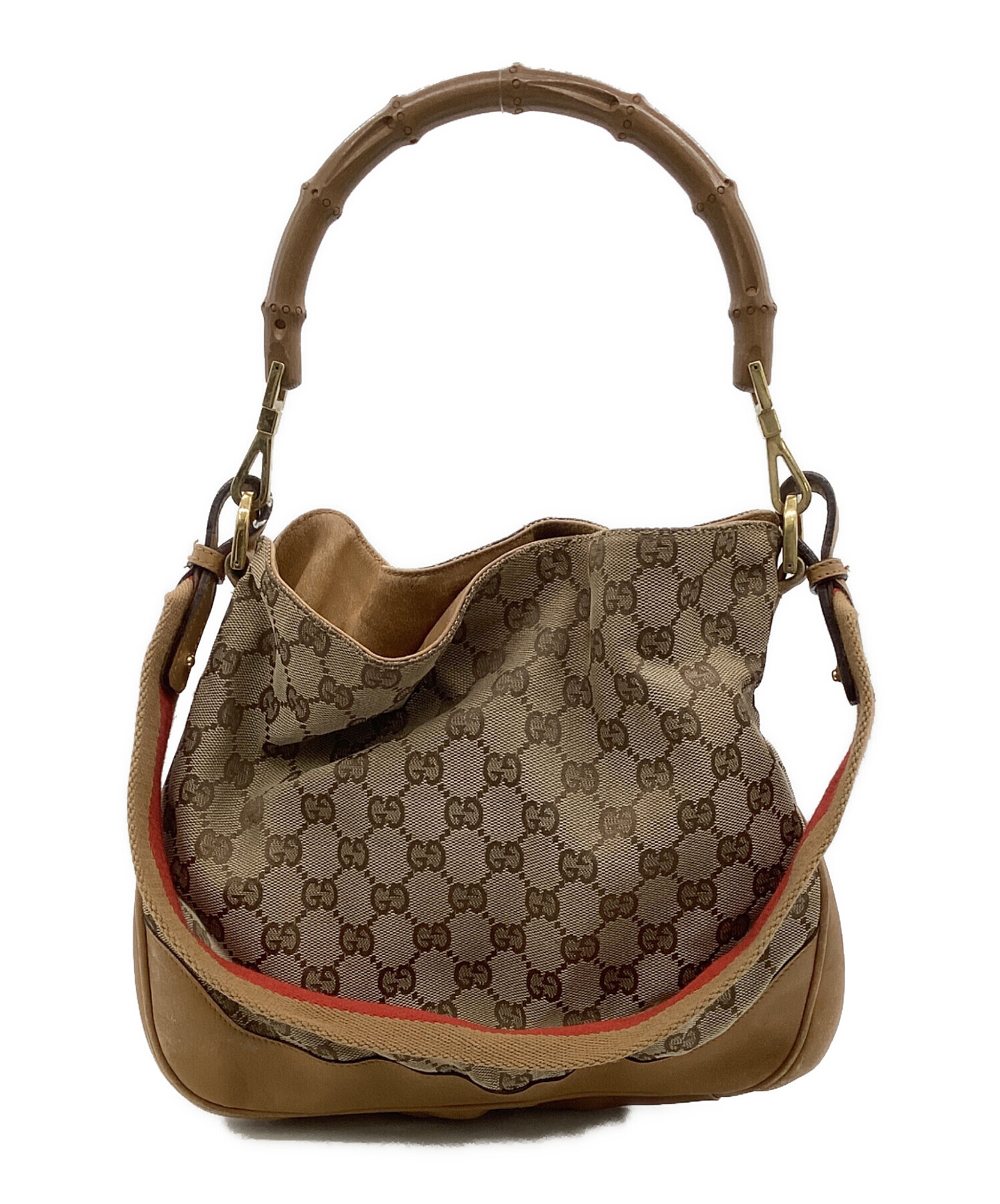 中古・古着通販】GUCCI (グッチ) バンブーハンドル2WAYバッグ ブラウン 