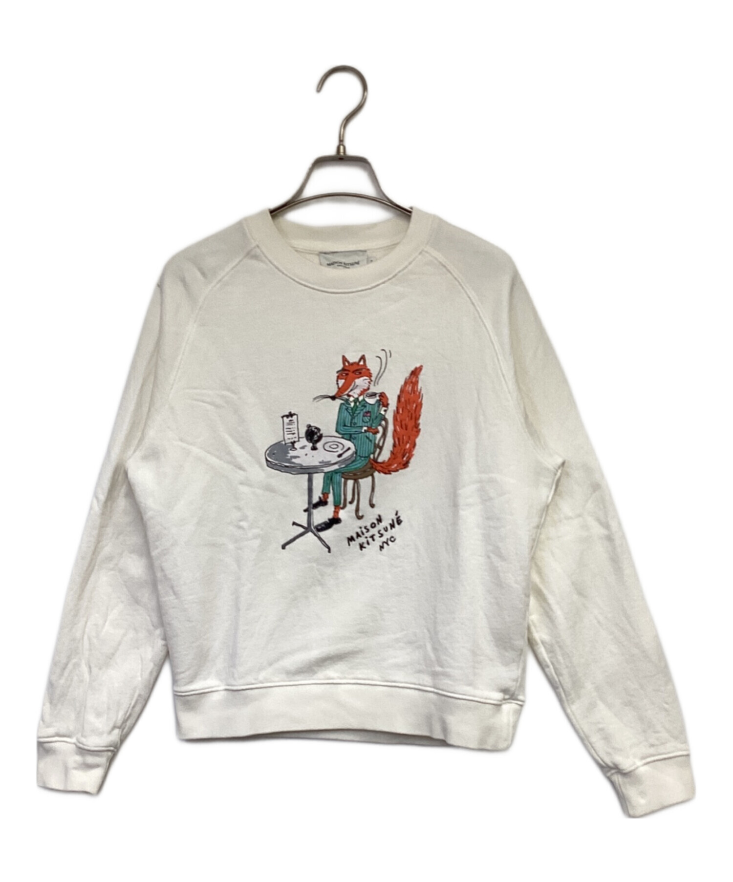 MAISON KITSUNE メゾンキツネ スウェット XXS 白 【古着】【中古】 MAISON KITSUNE' - 【人気】Maison Kitsune メゾンキツネ ロゴ