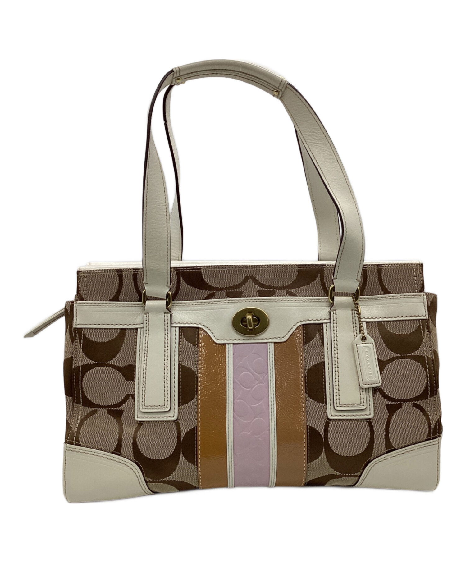 中古・古着通販】COACH (コーチ) シグネチャー ハンドバッグ ホワイト 