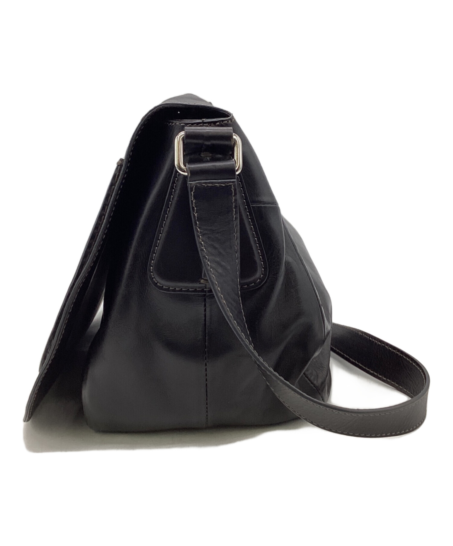 HIROFUショルダーバッグ　黒 中古・古着通販】HIROFU (ヒロフ) レザーショルダーバッグ ブラック