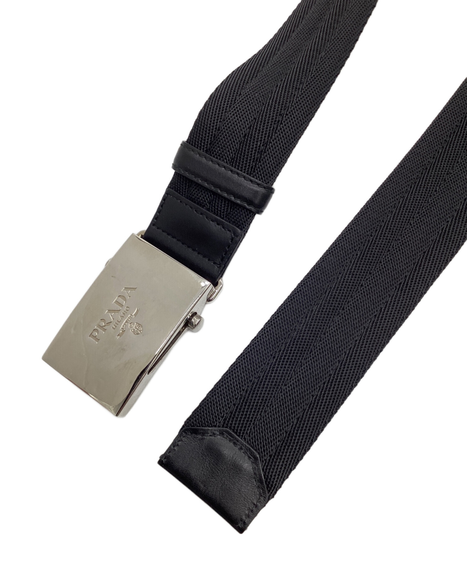 中古・古着通販】PRADA (プラダ) ロゴバックルベルト ブラック サイズ 中古・古着通販】PRADA (プラダ) ロゴバックルベルト ブラック サイズ