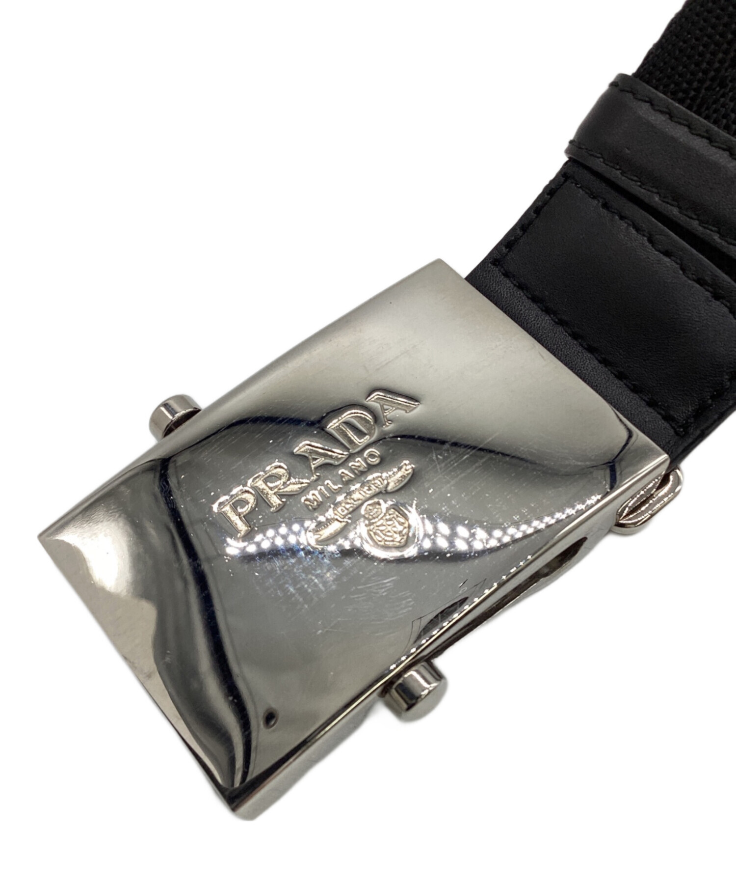 中古・古着通販】PRADA (プラダ) ロゴバックルベルト ブラック サイズ