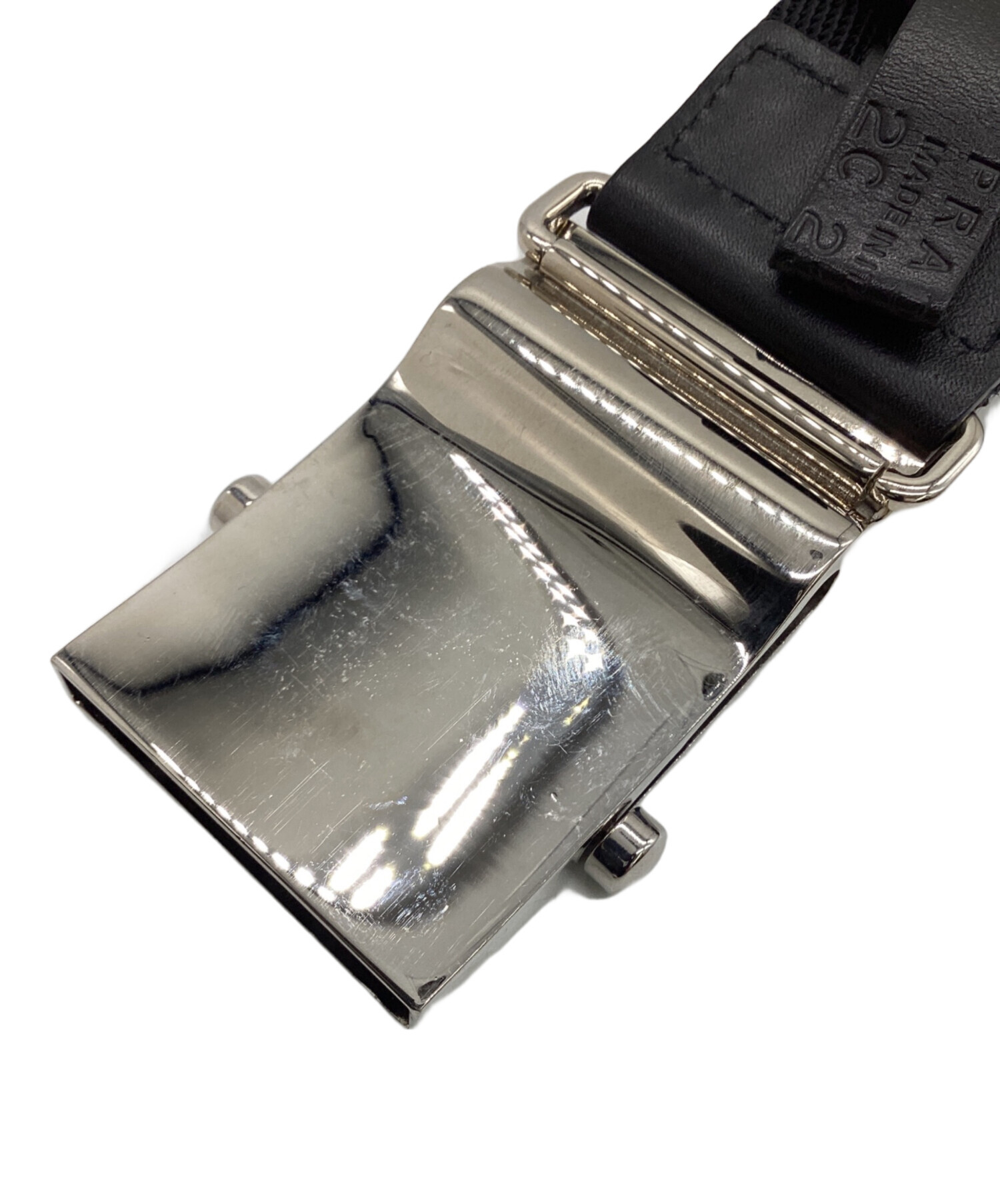 中古・古着通販】PRADA (プラダ) ロゴバックルベルト ブラック サイズ 中古・古着通販】PRADA (プラダ) ロゴバックルベルト ブラック サイズ