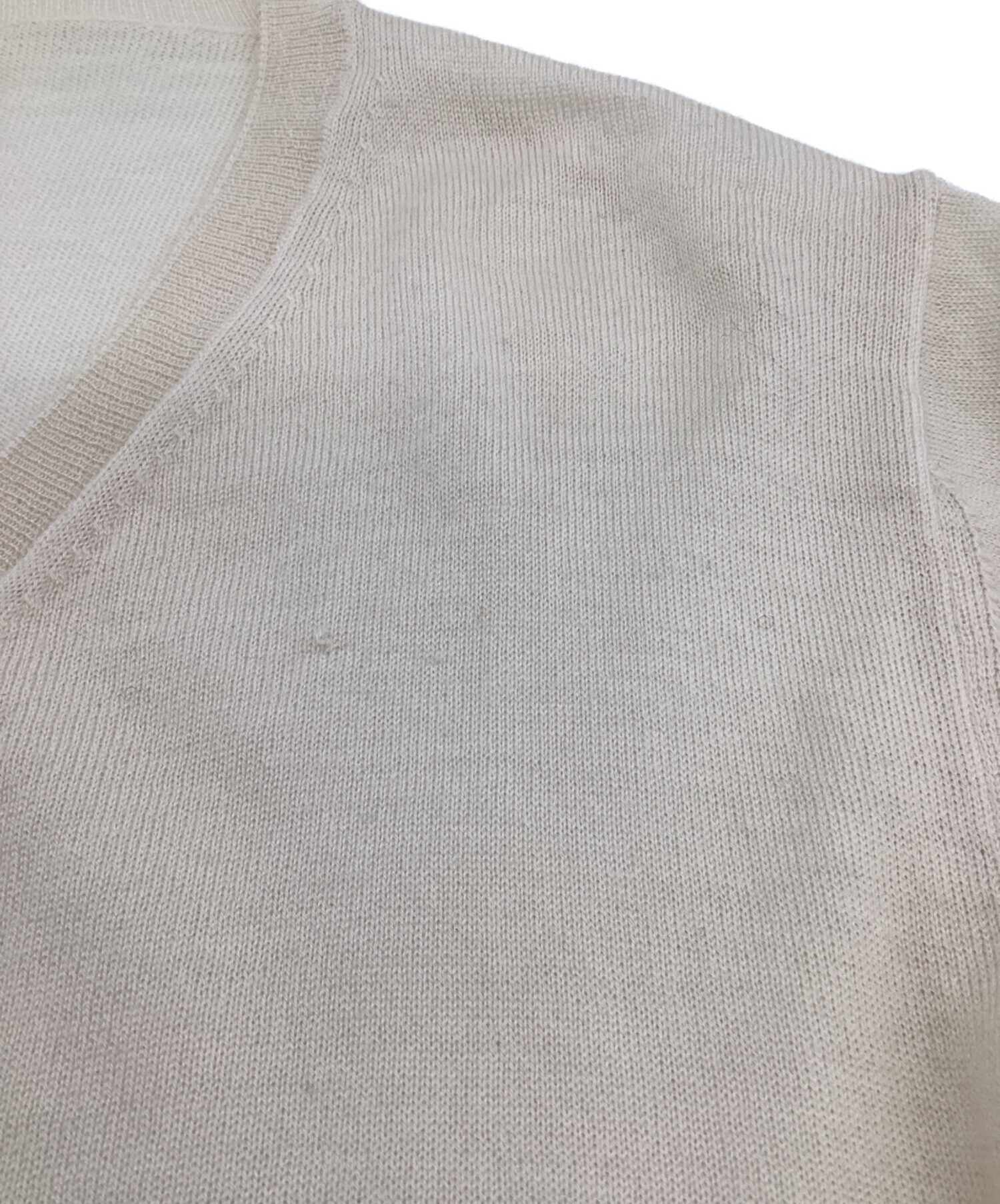 中古・古着通販】PRADA (プラダ) ハイゲージ Vネックニット ベージュ