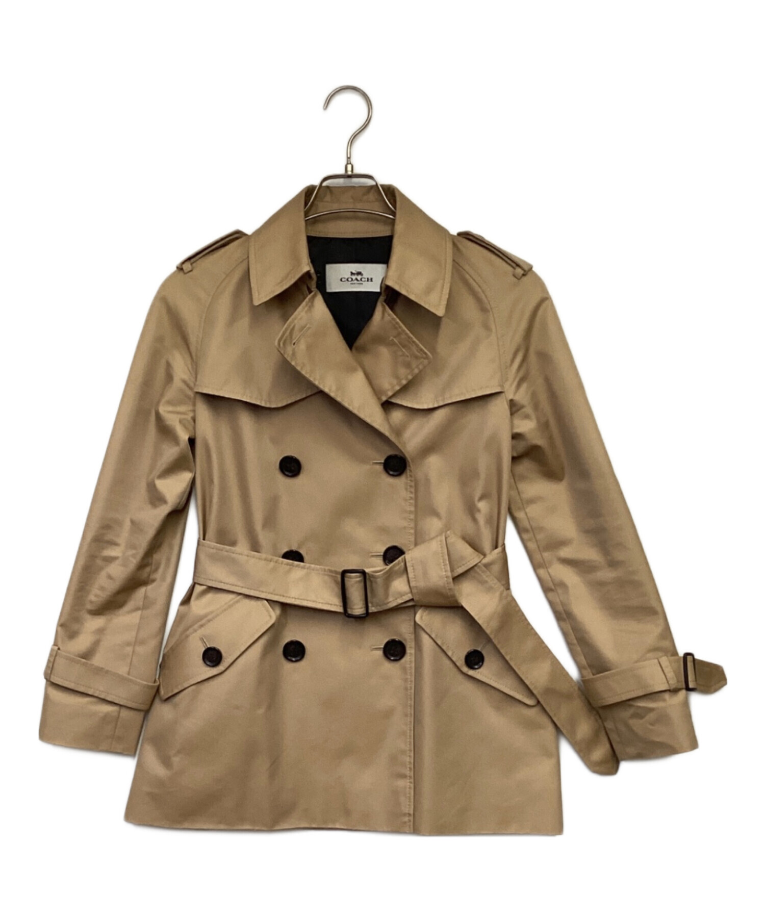 COACH ベージュ アイコンショートトレンチコート COACH® CZ | Short Trench Coat With Signature Collar | Ready to