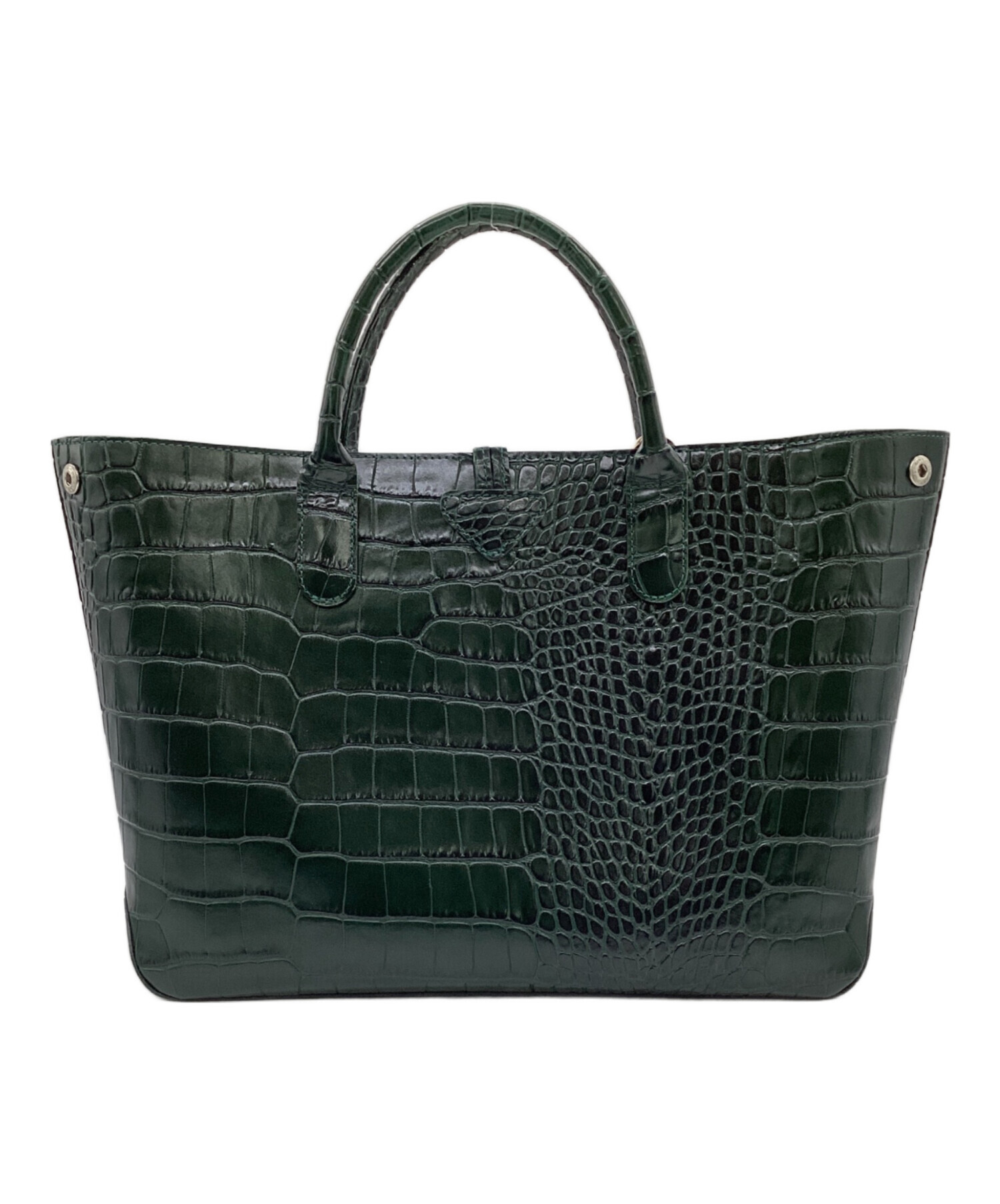 中古・古着通販】LONGCHAMP (ロンシャン) クロコ型押し ハンドバッグ 