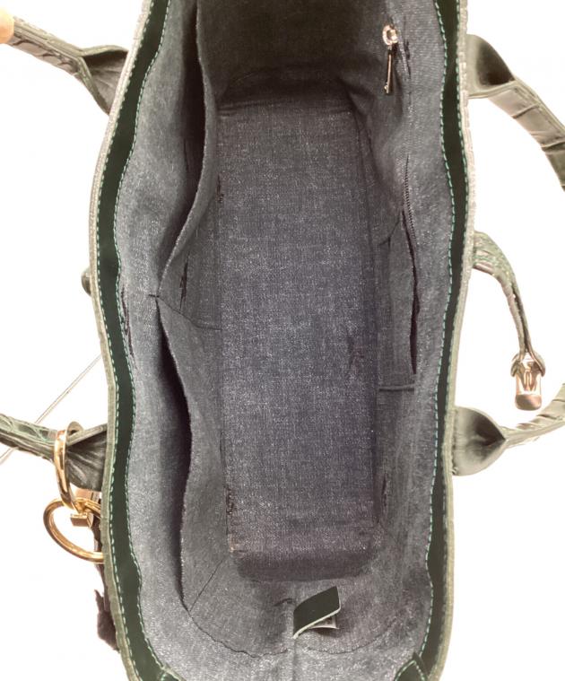 中古・古着通販】LONGCHAMP (ロンシャン) クロコ型押し ハンドバッグ