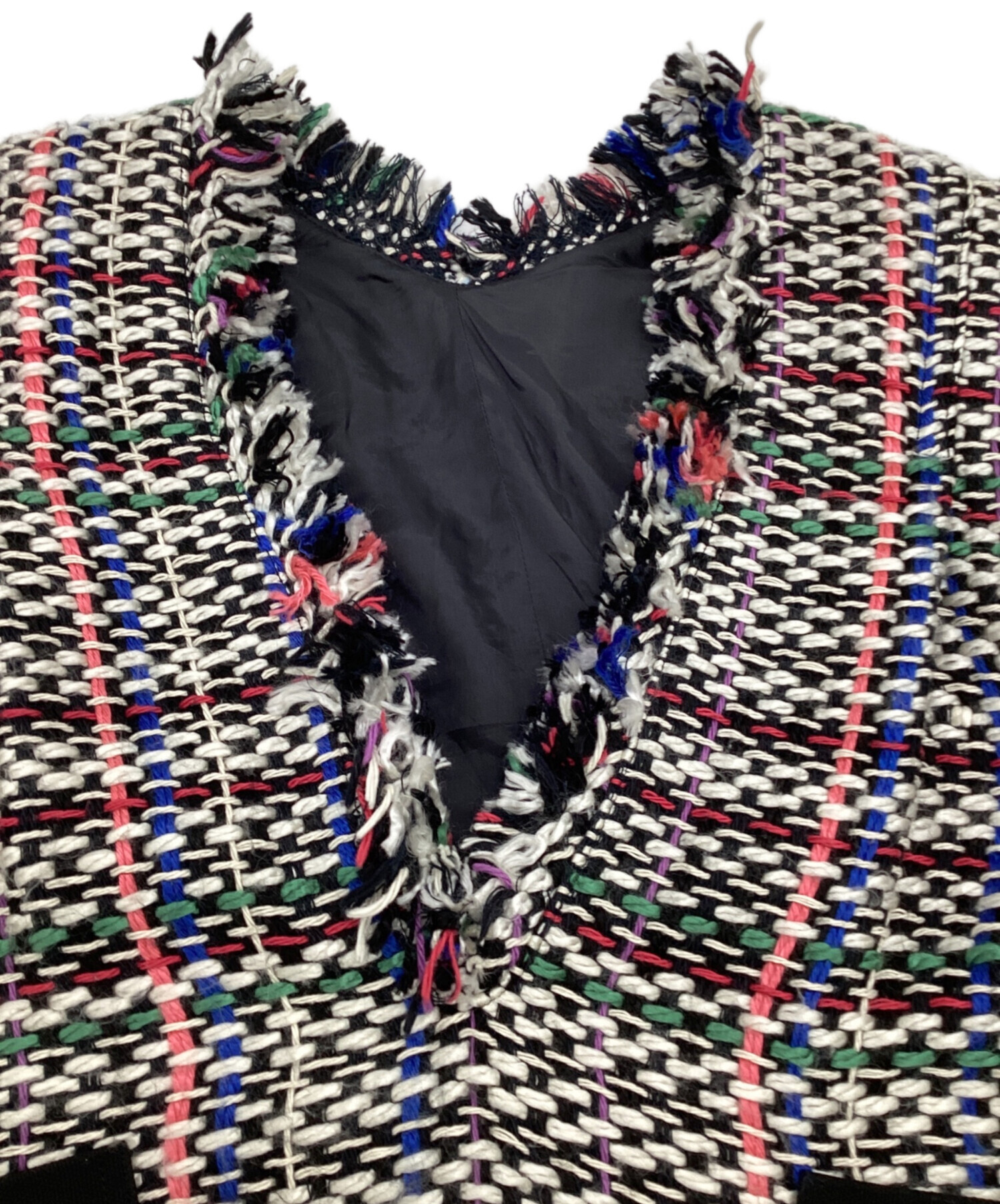 中古・古着通販】sacai (サカイ) ツイードフリンジニットベスト マルチ